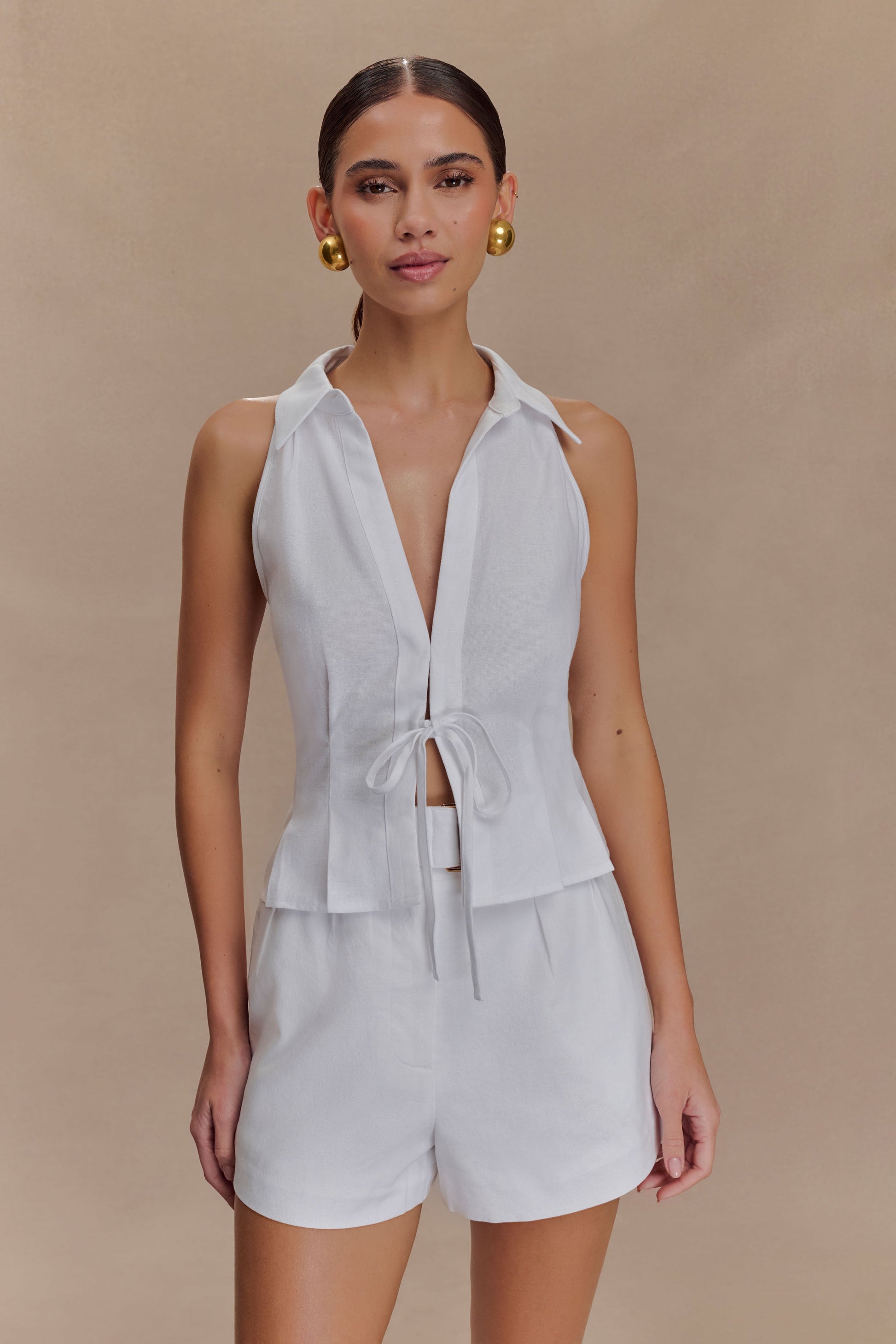 Scout Linen Belted Shorts - White #4