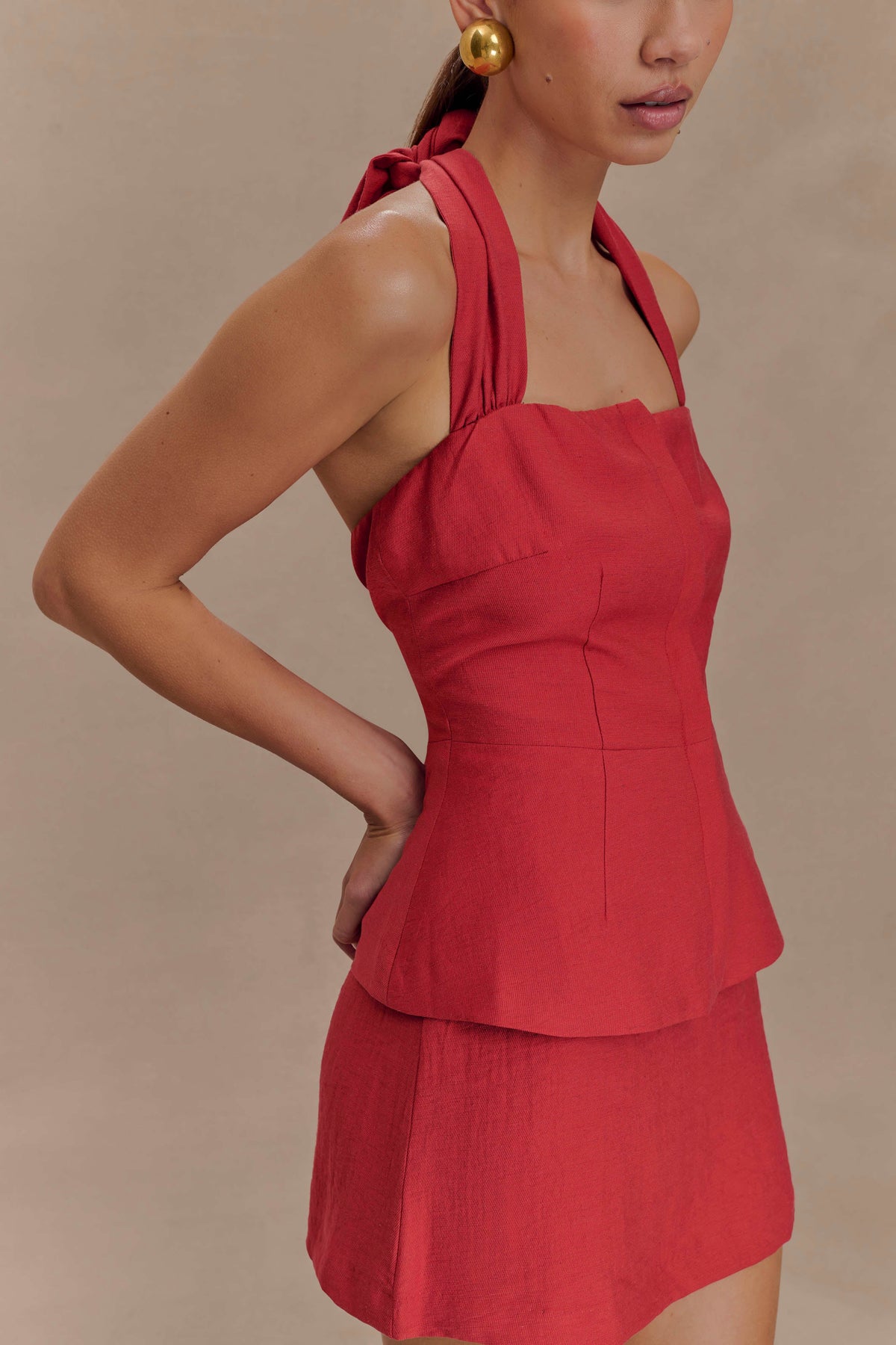 Kallie Linen Skort - Burnt Rose #3