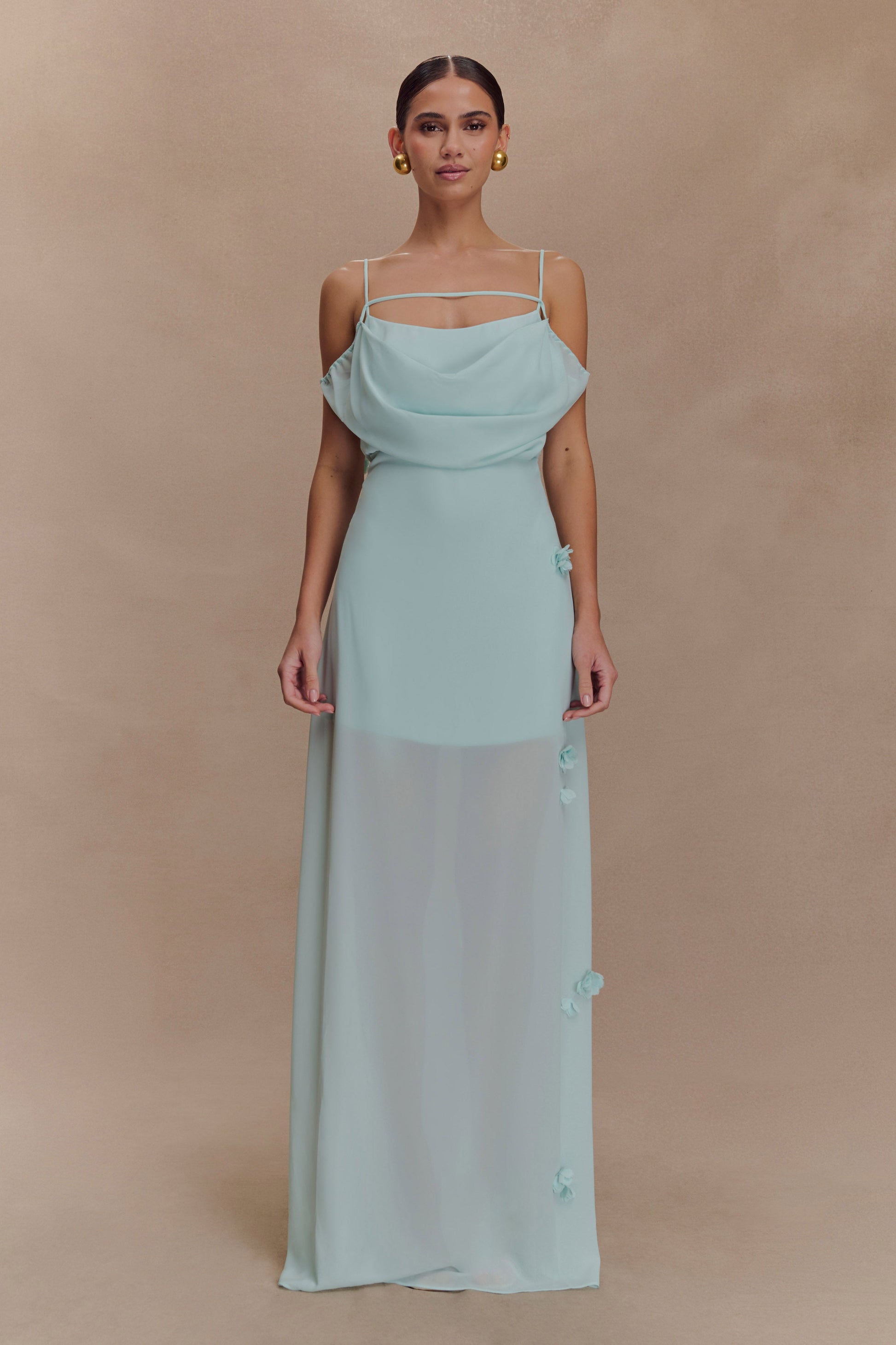 Rosalie Floral Chiffon Maxi Dress - Lagoon #3