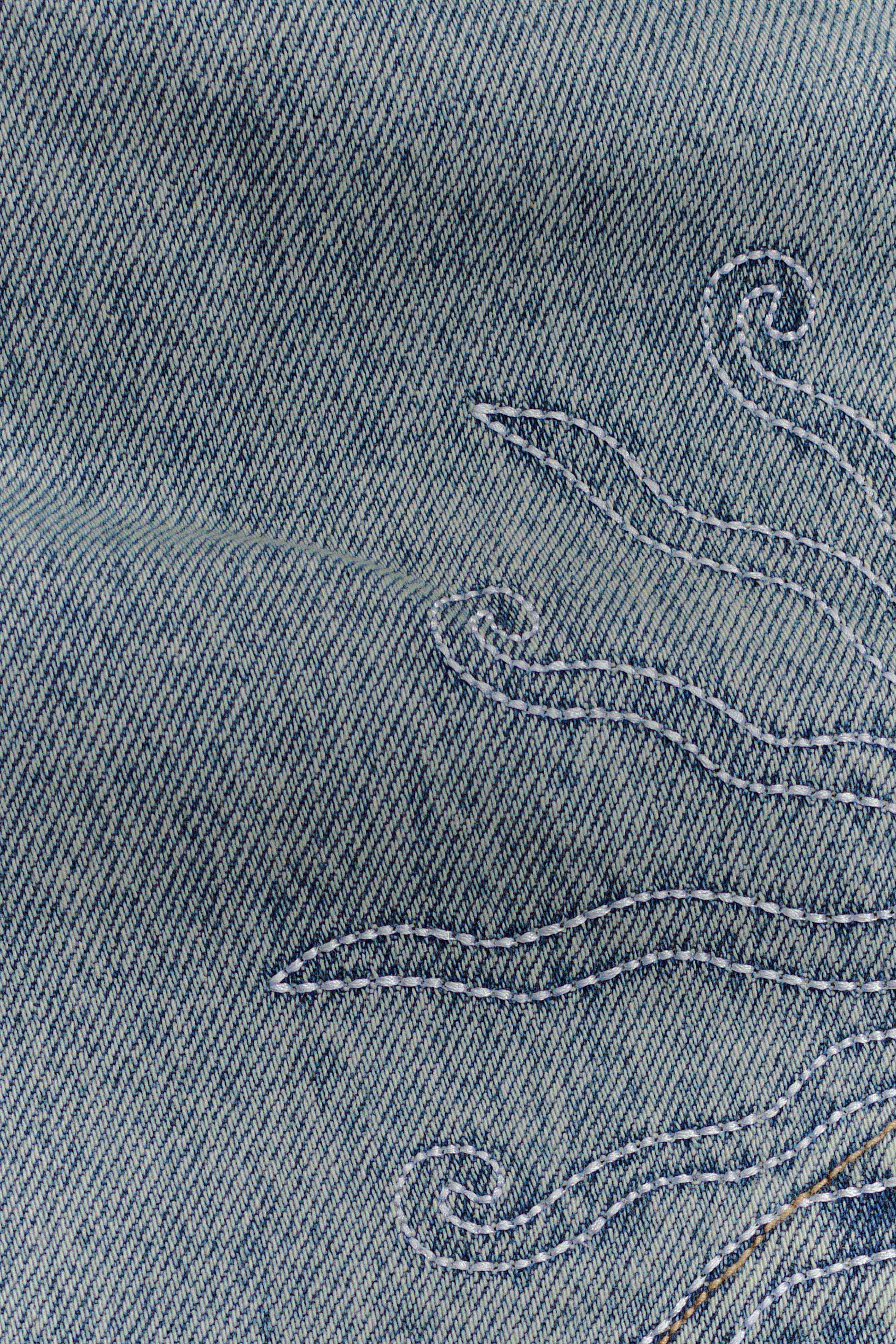 Alessia Embroidered Denim Mini Skirt - Light Vintage #7