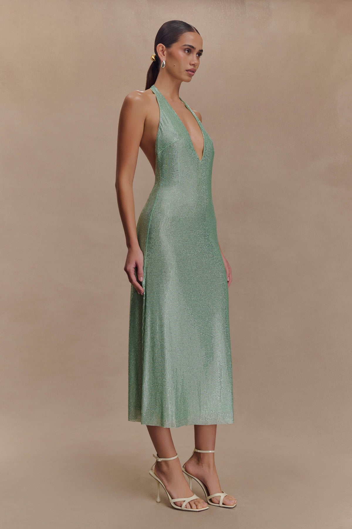 Genie Diamante Halter Midi Dress - Mint #5