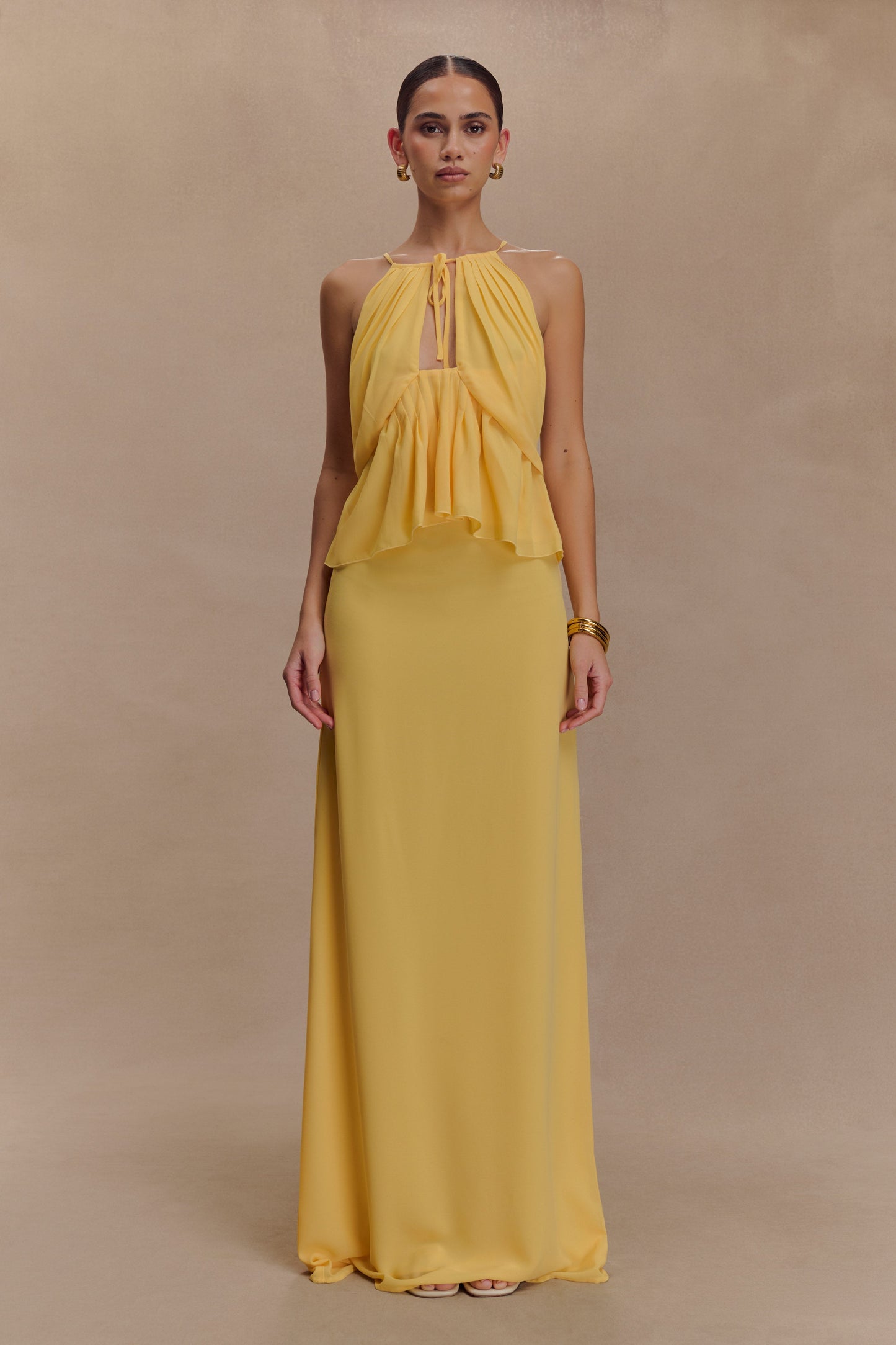 Korra Chiffon Halter Top - Butterscotch