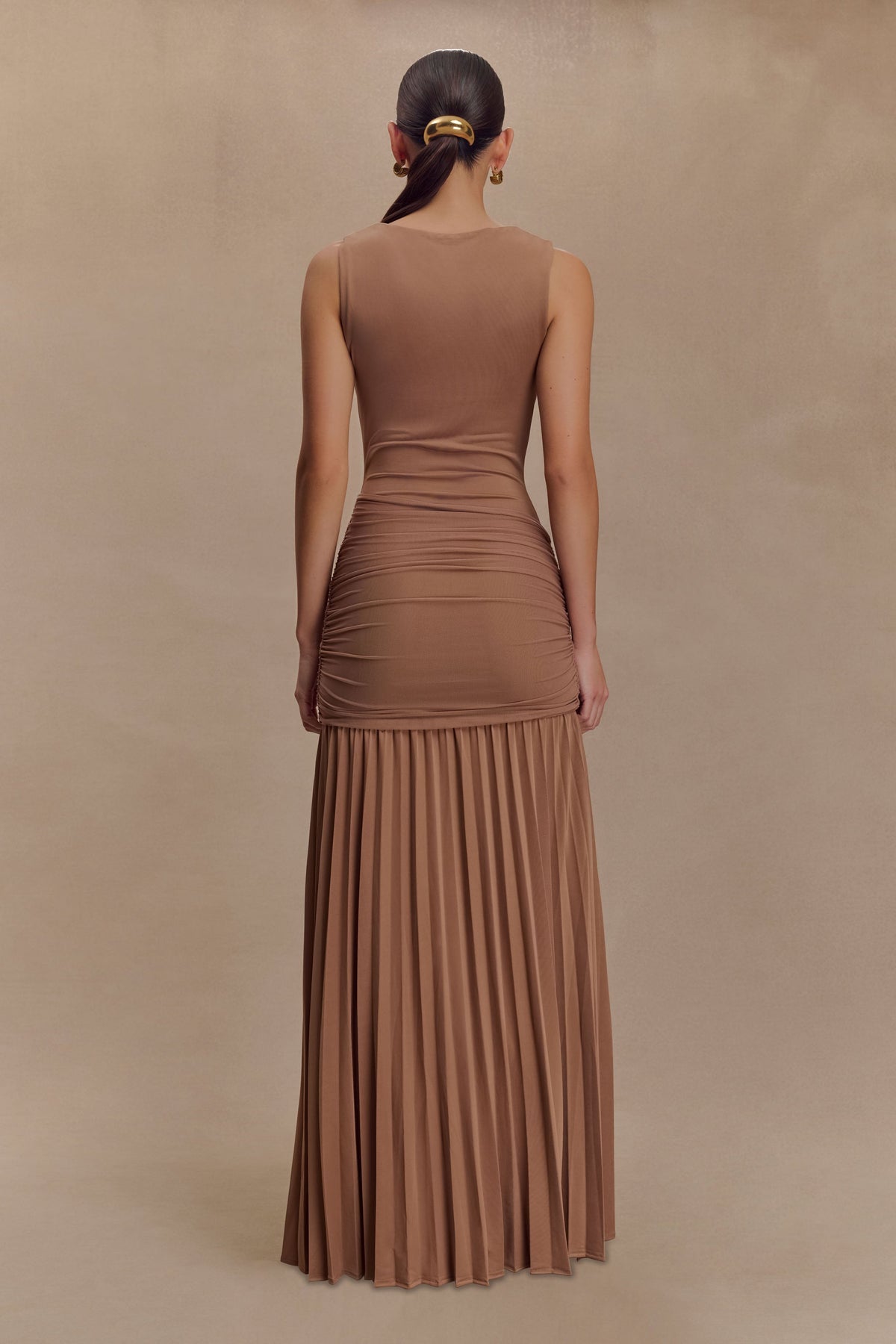Dania Cowl Neck Slinky Maxi Dress - Mocha Mousse #3