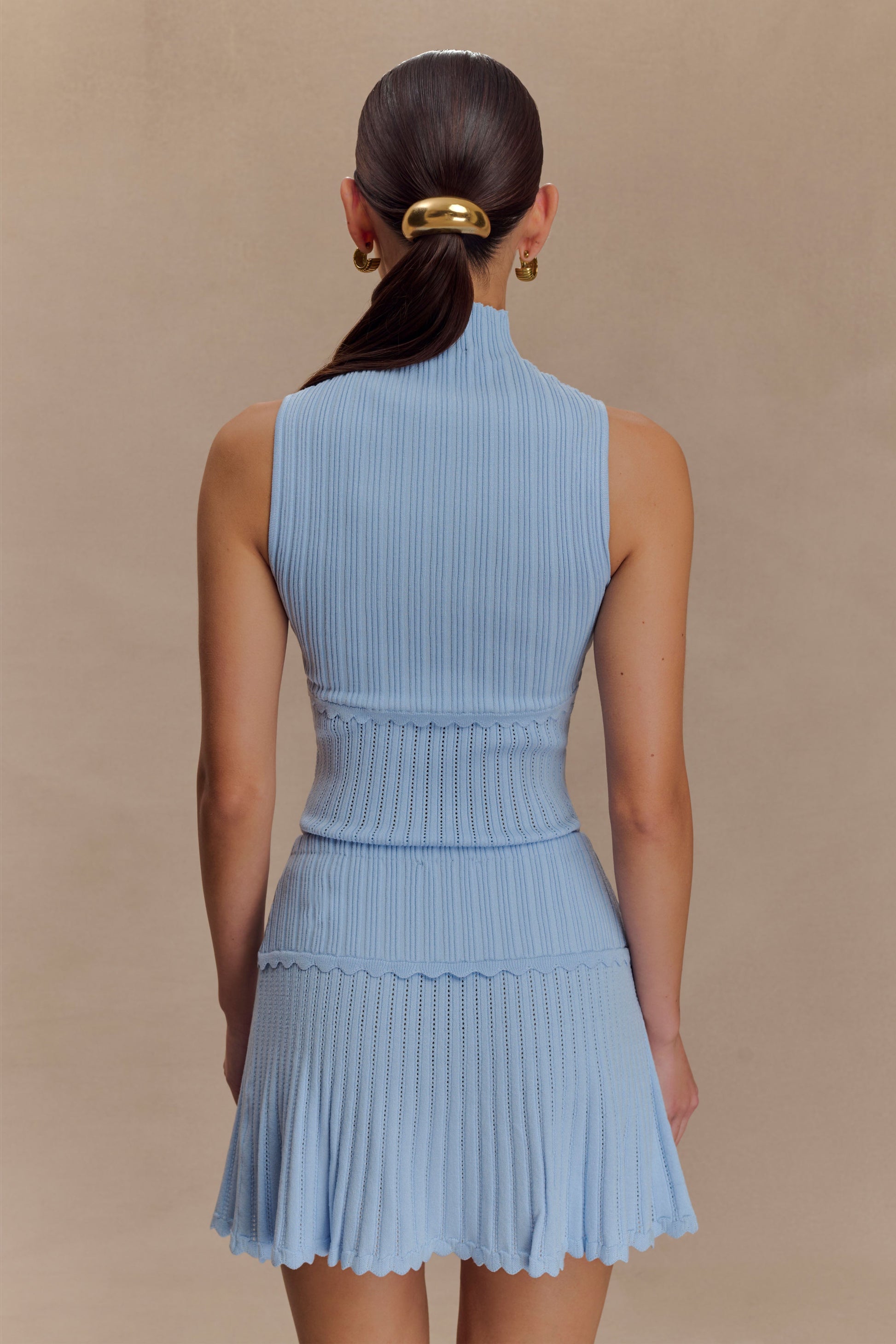 Indy Pointelle Knit Top - Cornflower Blue #2