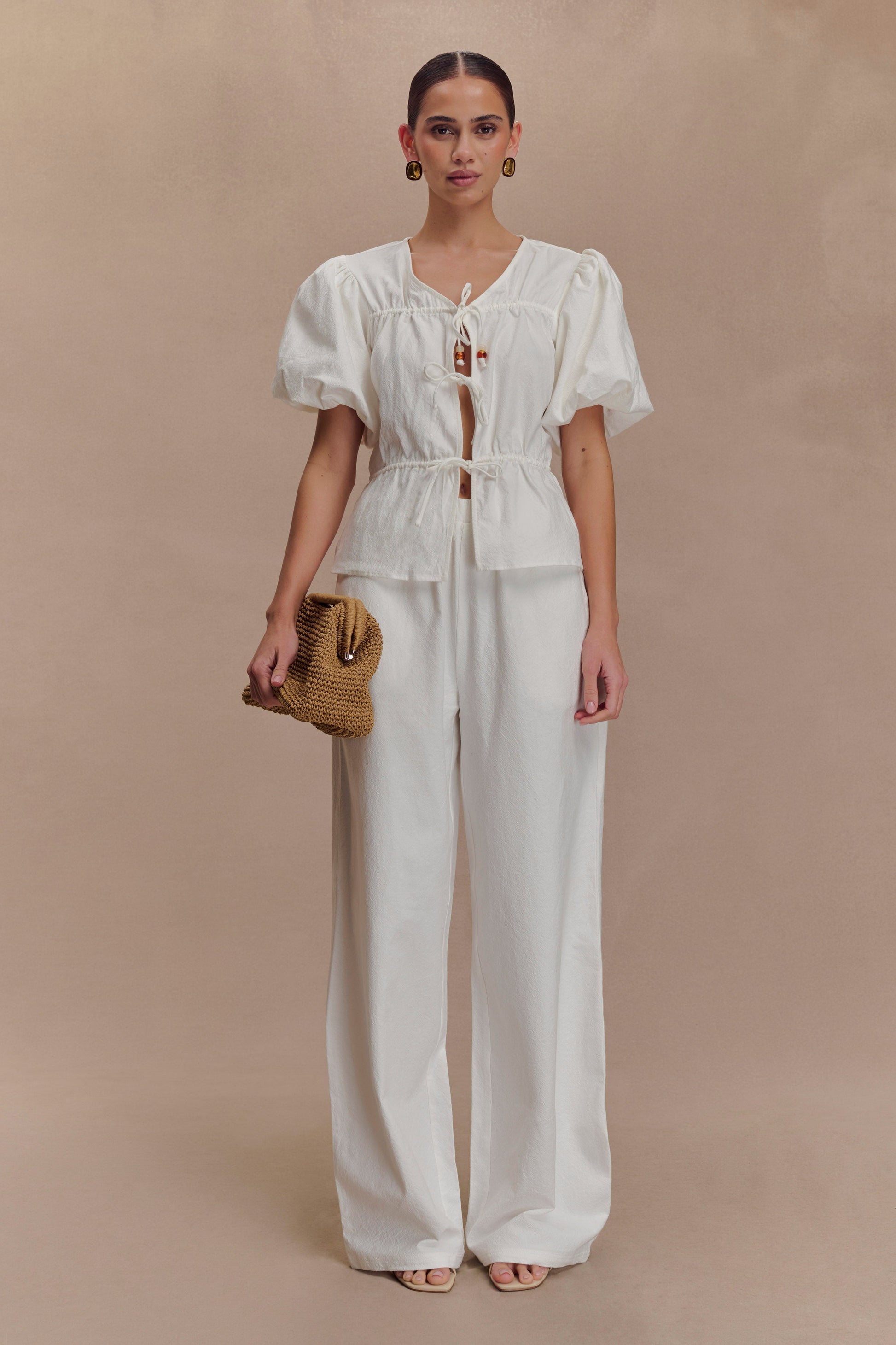 Emilie Puff Sleeve Cotton Top - White #7