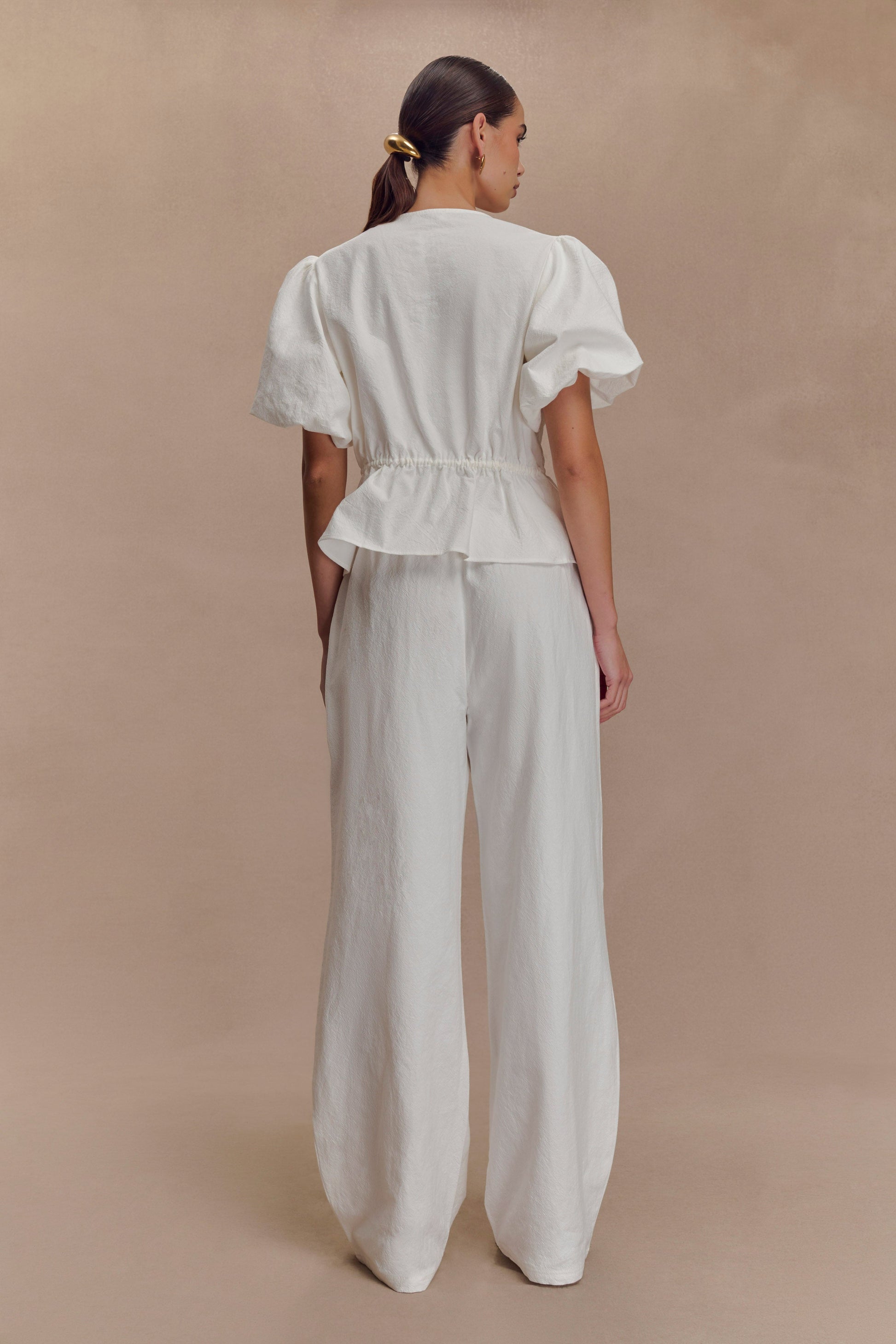 Emilie Puff Sleeve Cotton Top - White #6