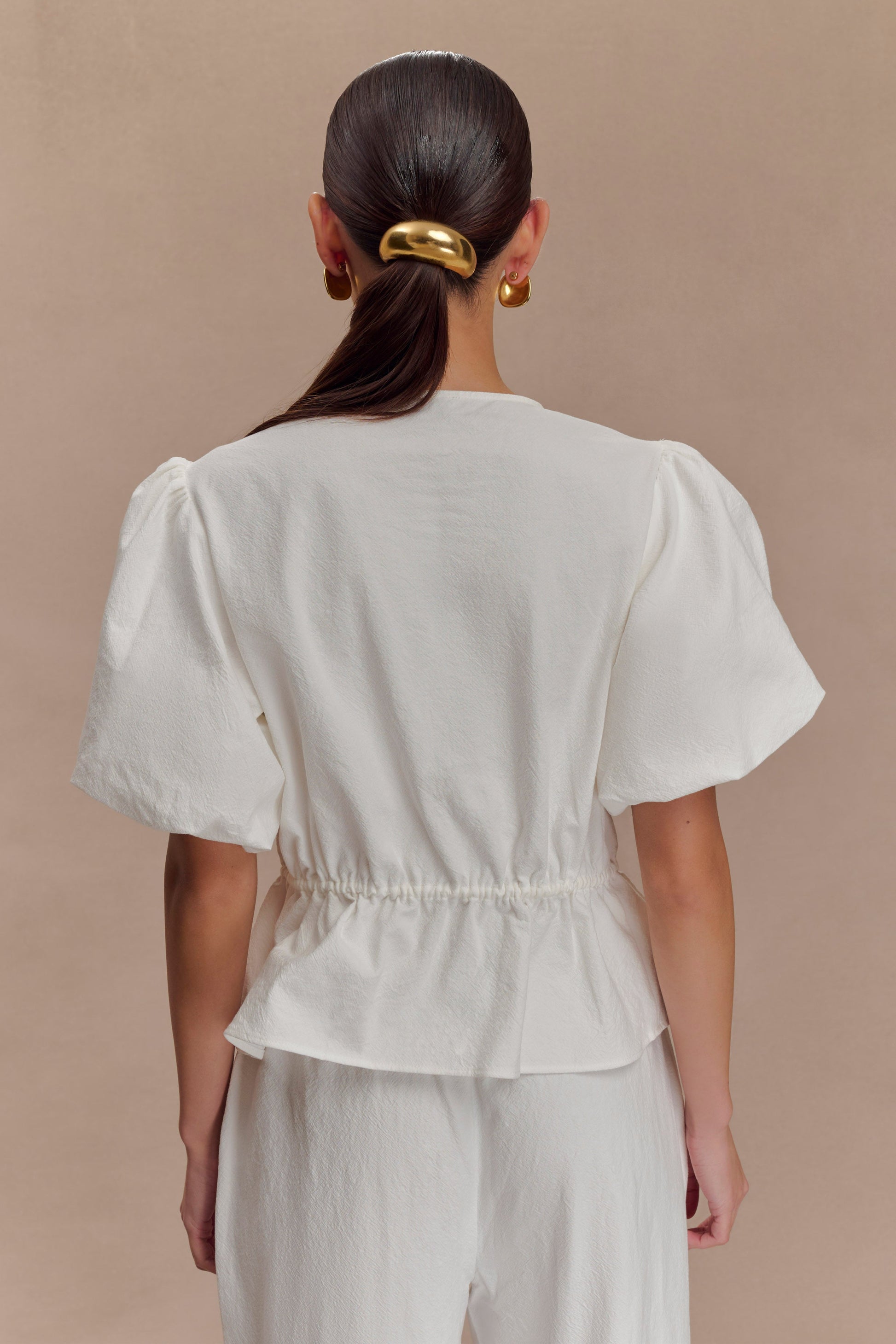 Emilie Puff Sleeve Cotton Top - White #3