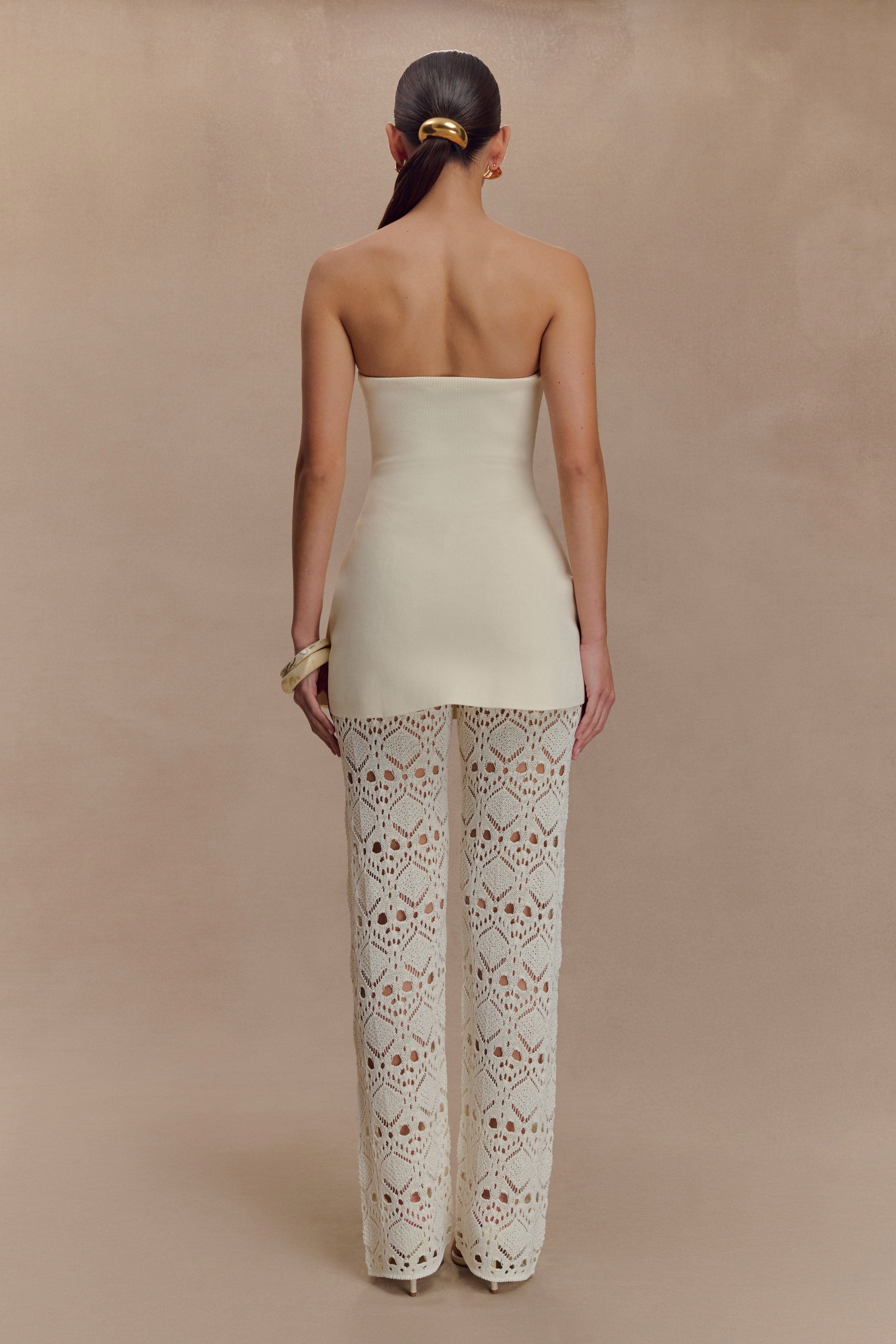 Anette Bandage Knit Strapless Top - Ivory #5