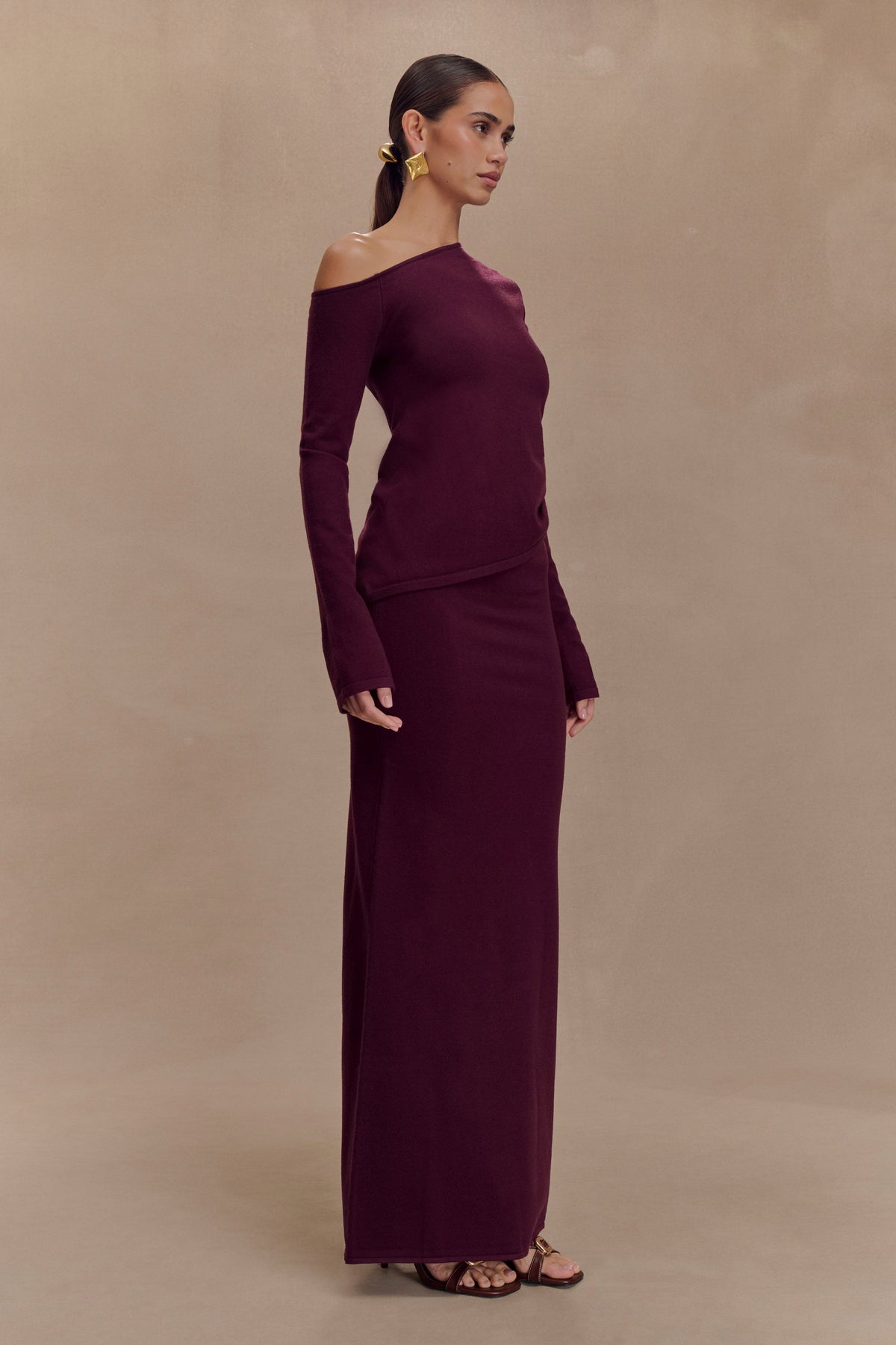 Miles Off Shoulder Knit Top - Plum #6