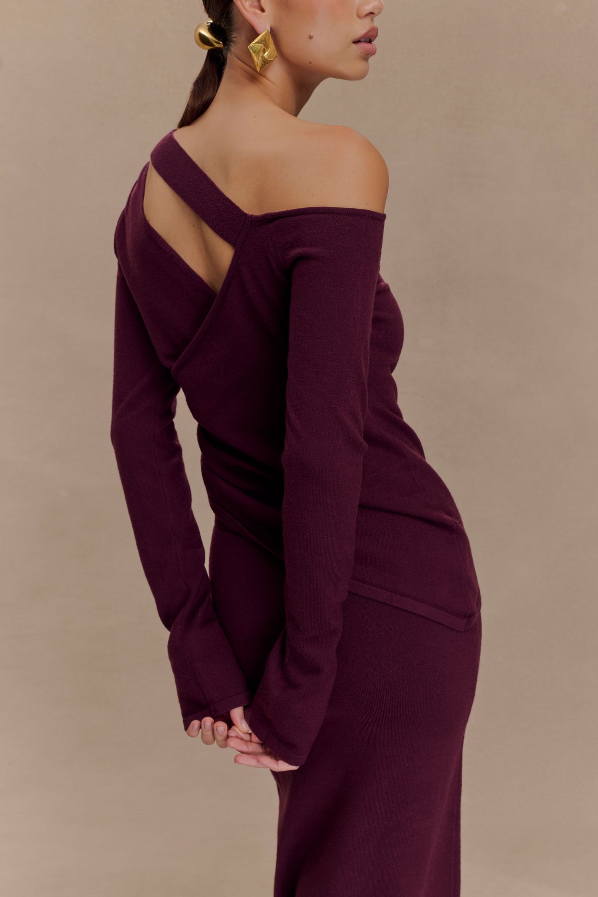 Miles Off Shoulder Knit Top - Plum #3