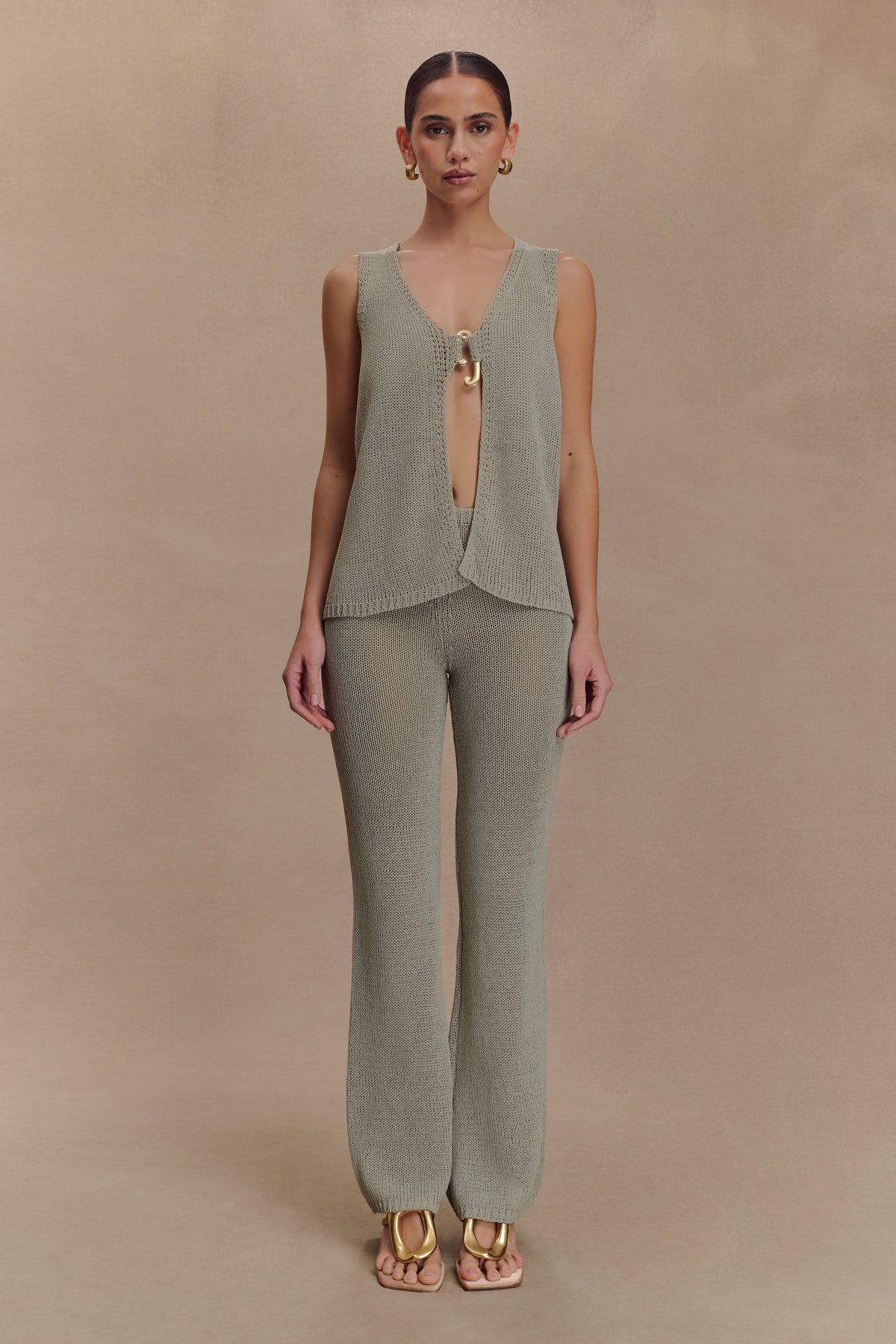 Malani Knit Top With Hardware - Sage #6