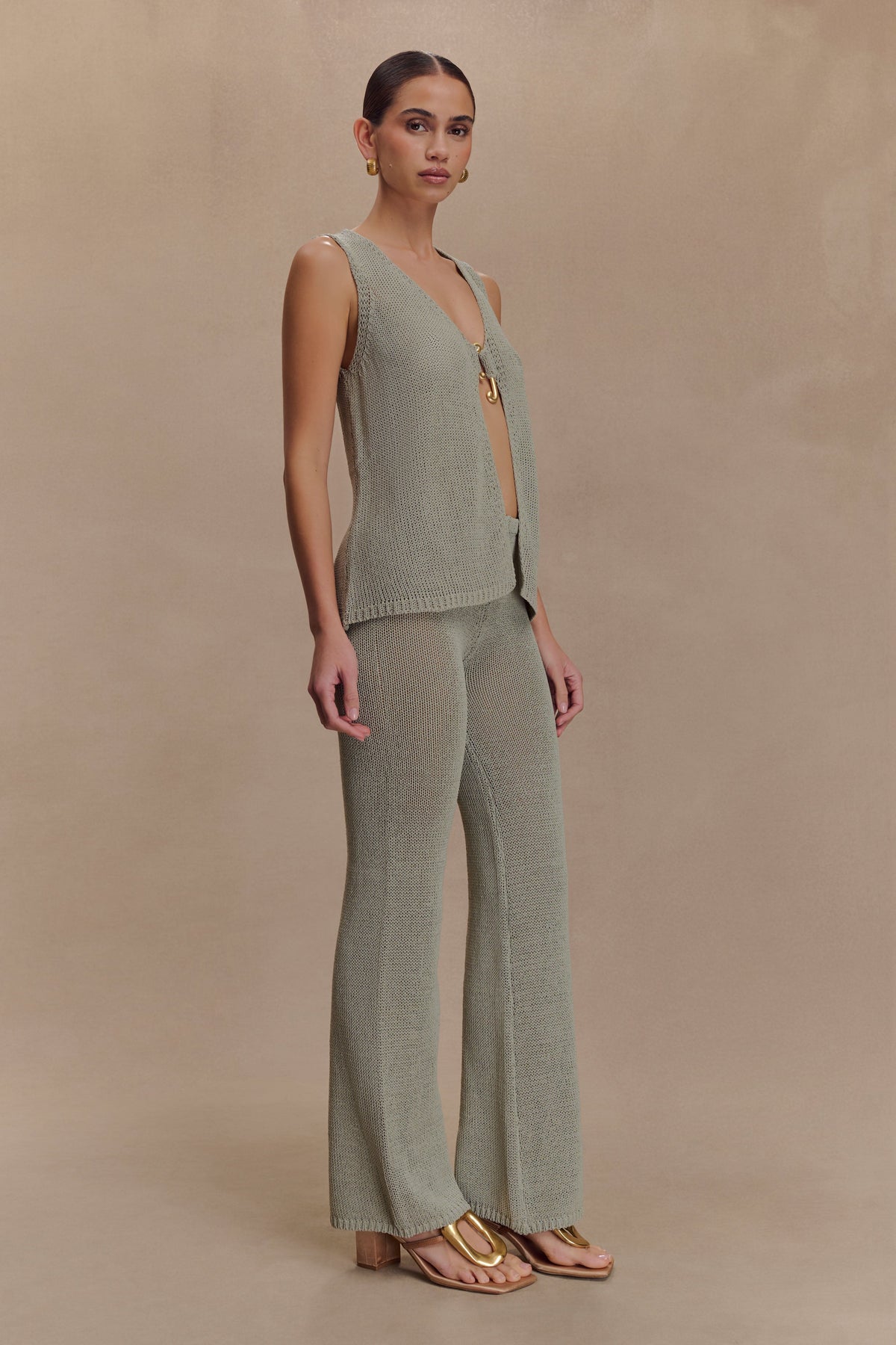 Malani Knit Top With Hardware - Sage #4