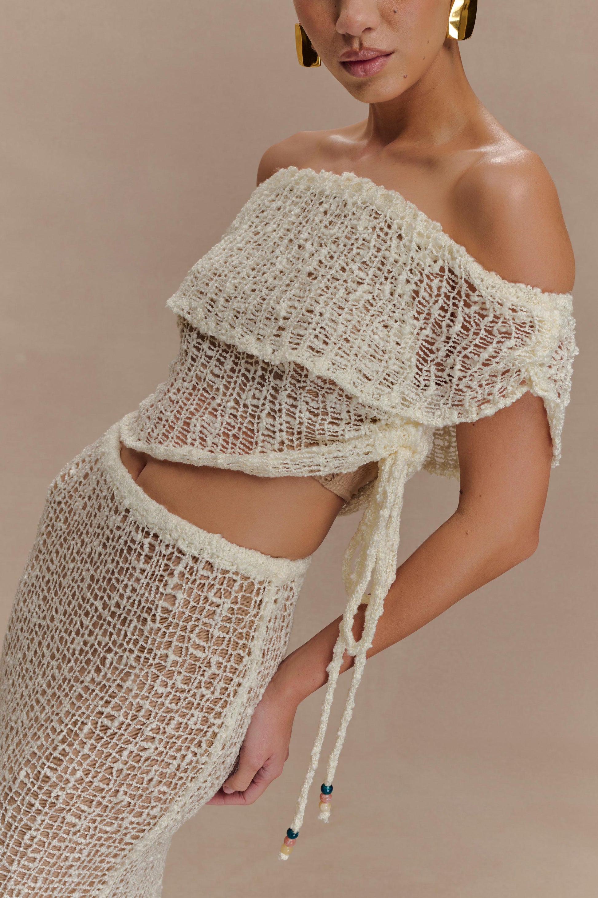 Cordelia Off Shoulder Knit Top - Ivory #3