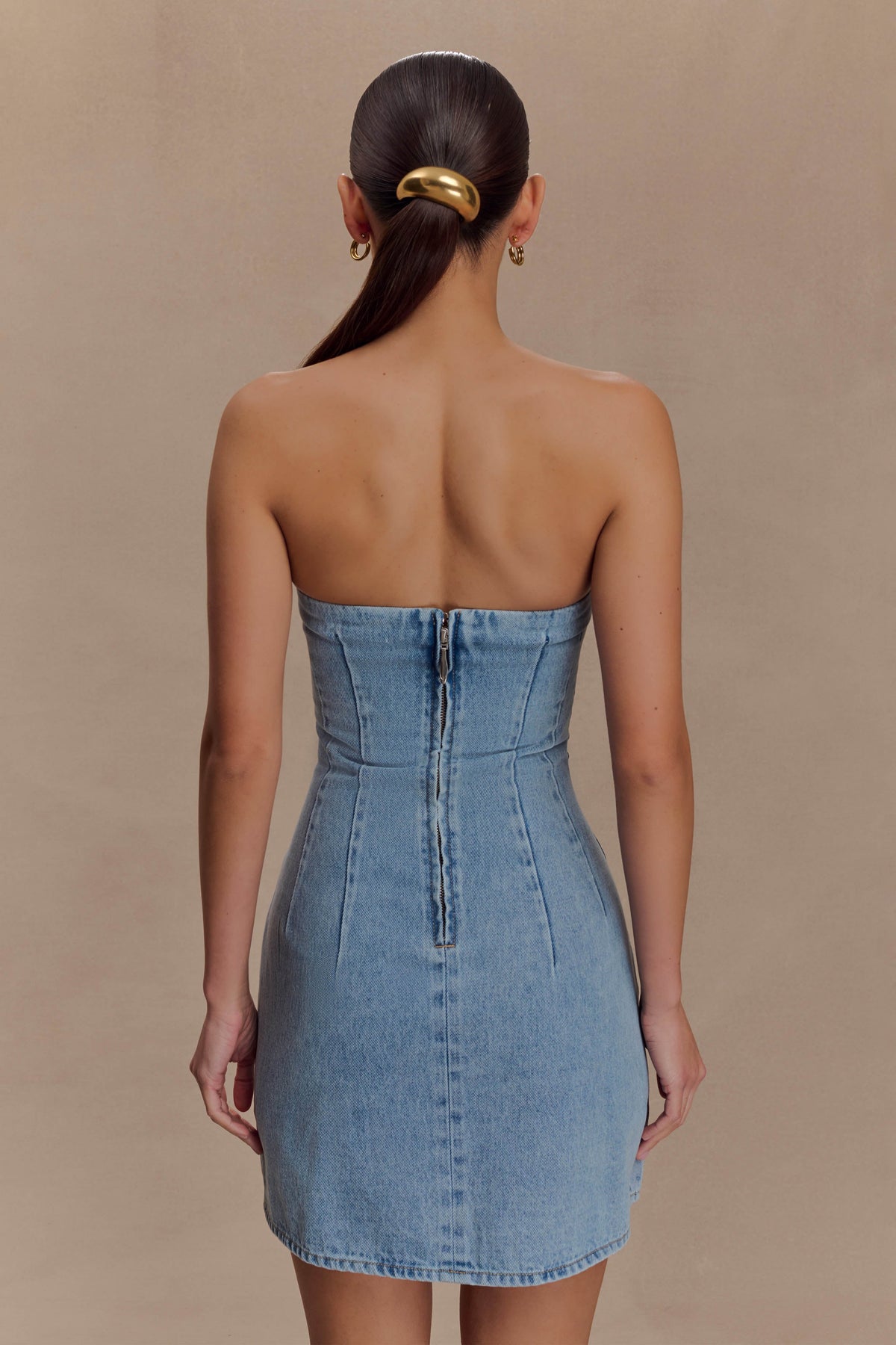 Akira Embroidered Denim Mini Dress - Mid Blue #2