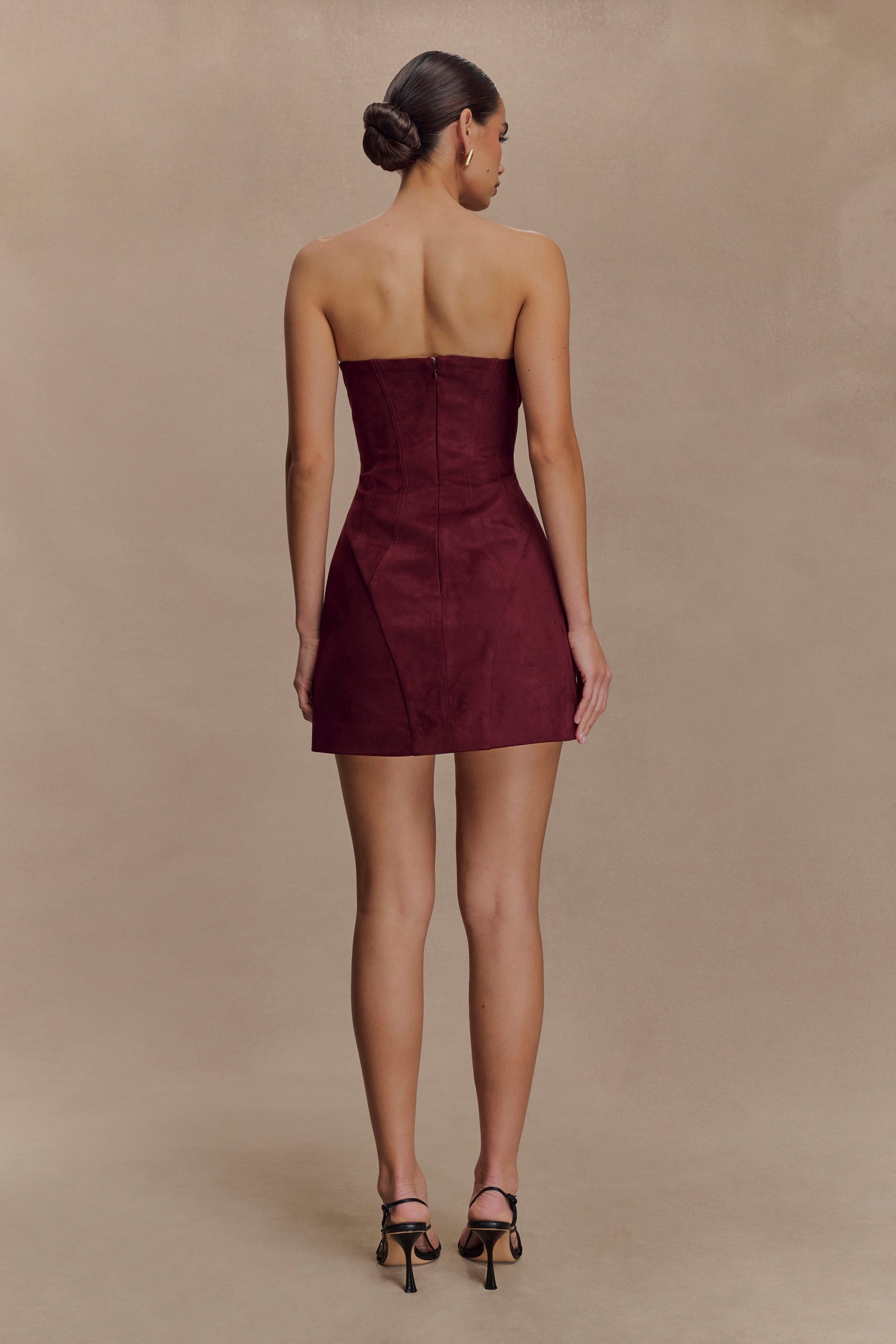 Andy Faux Suede Mini Dress - Wine #3