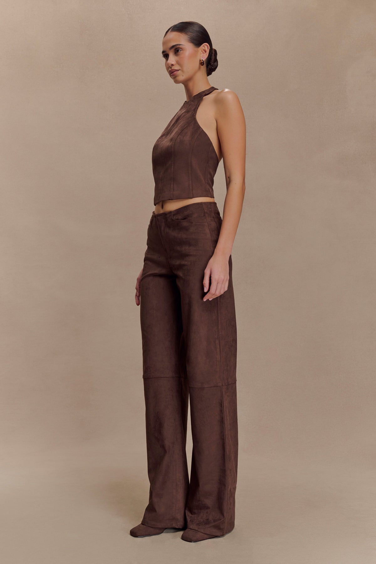 Logan Faux Suede Halter Top - Dark Chocolate #5