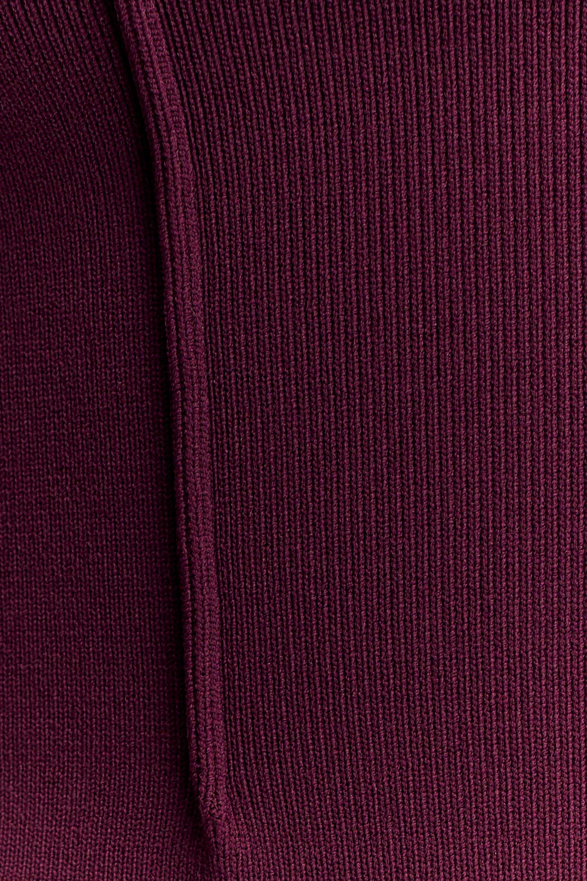 Romaine High Neck Bandage Knit Top - Wine #7