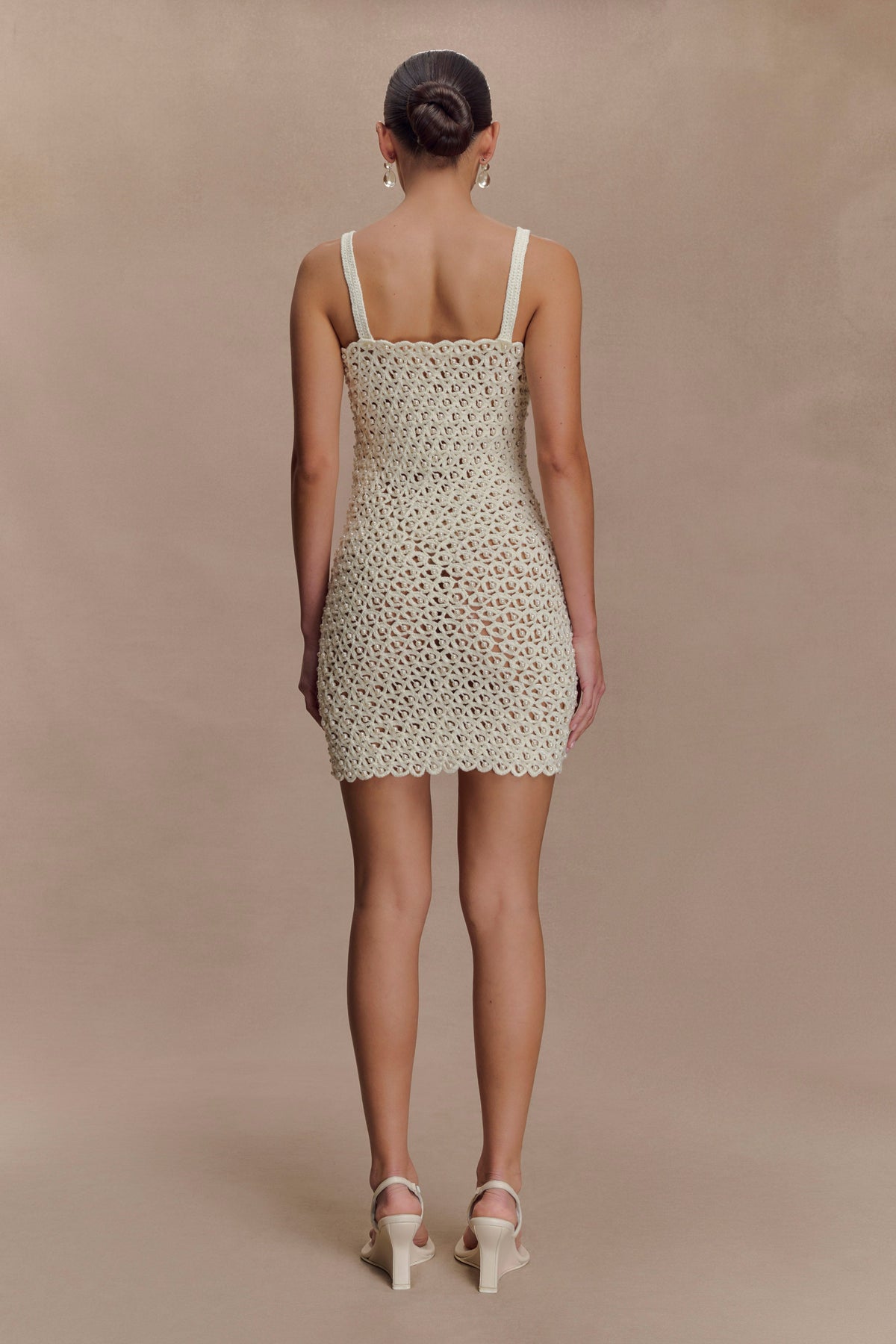 Vanessa Hand Crochet Pearl Mini Dress - Ivory #2