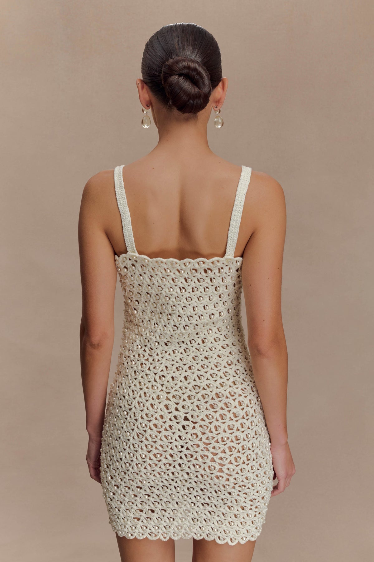Vanessa Hand Crochet Pearl Mini Dress - Ivory #6