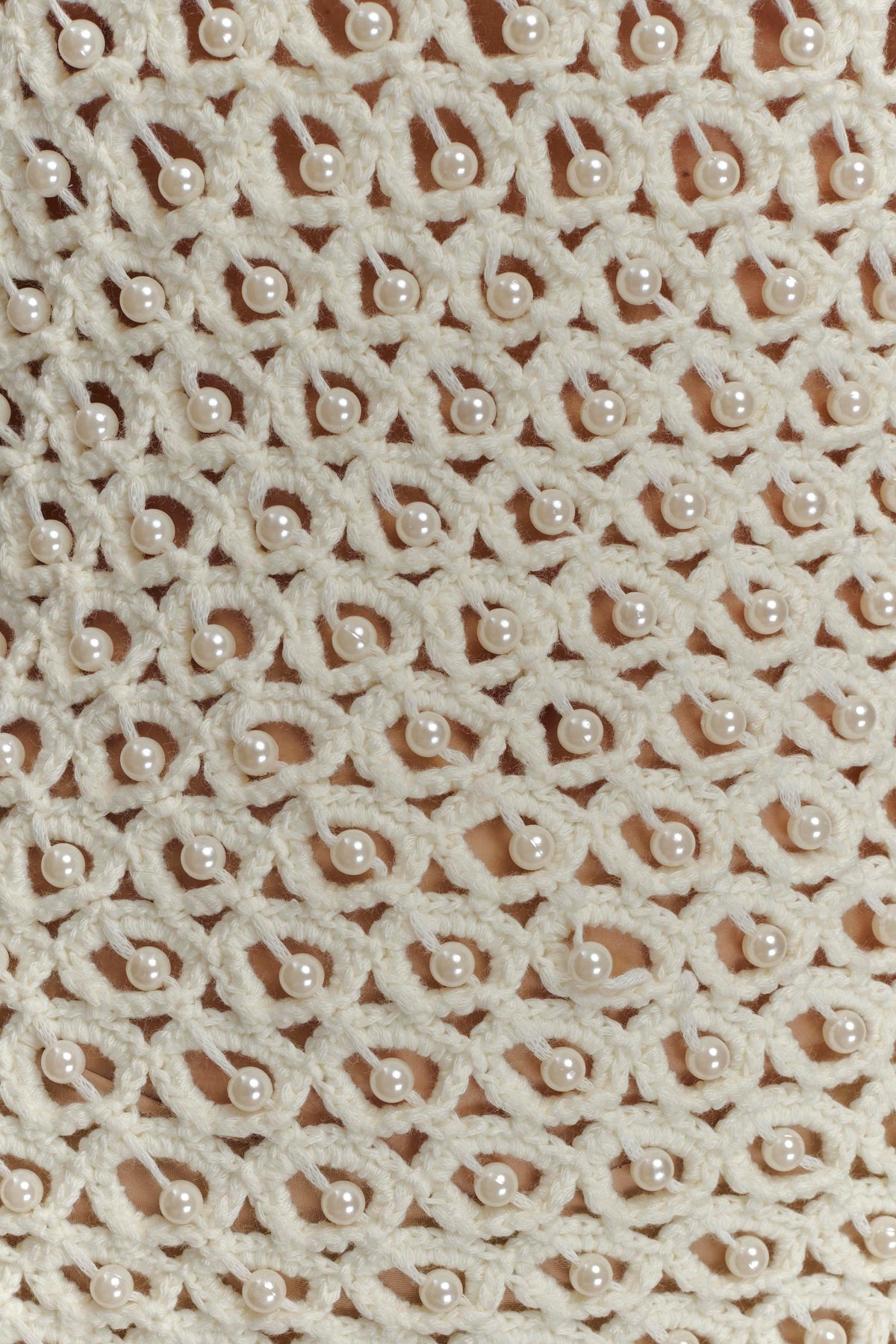 Vanessa Hand Crochet Pearl Mini Dress - Ivory