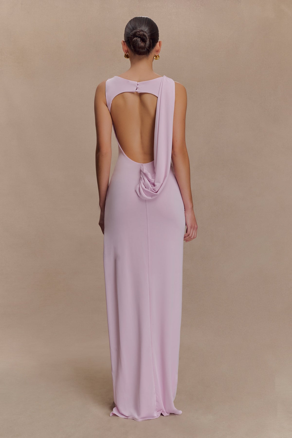 Henley Slinky Drape Maxi Dress - Baby Pink #2