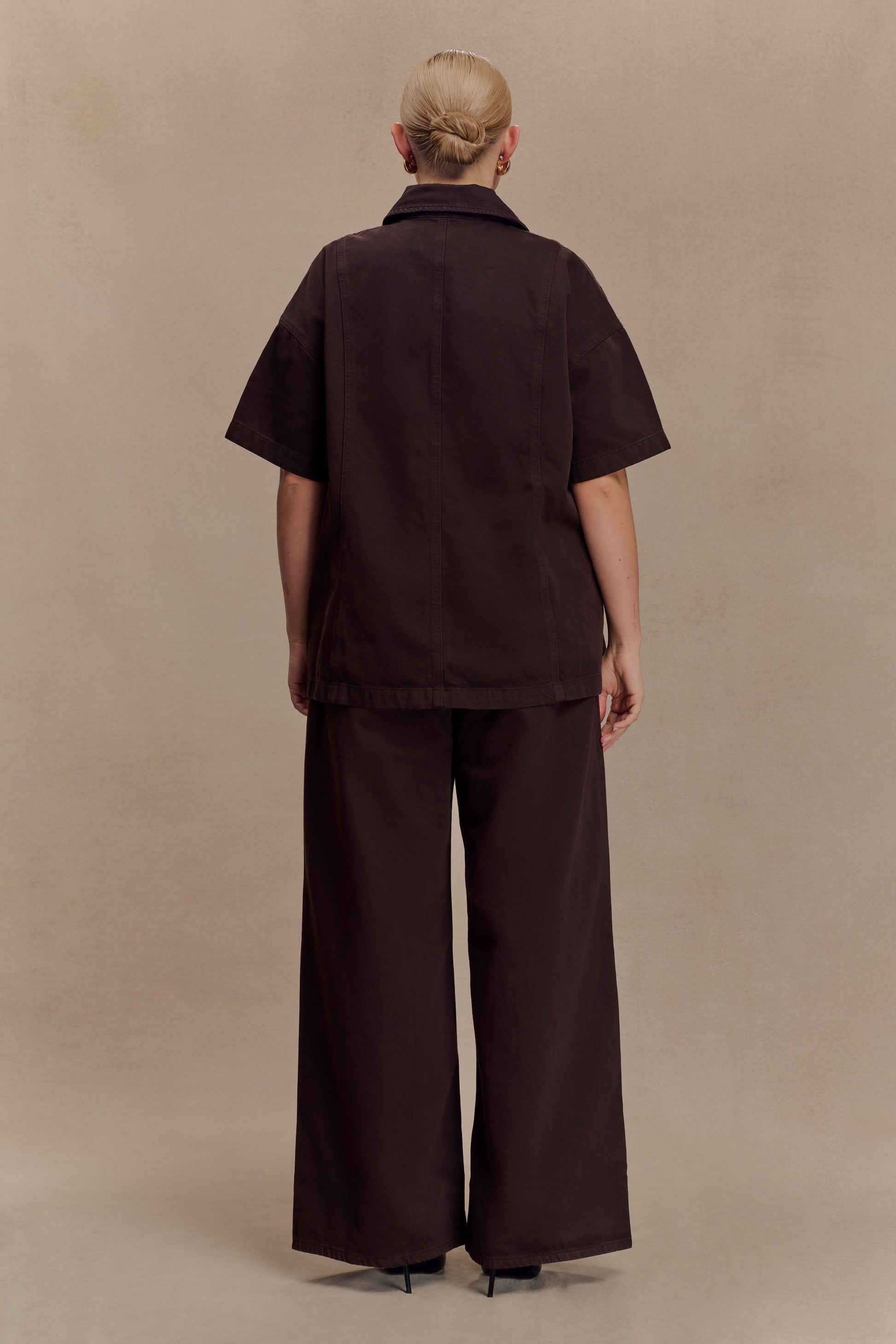 Maya Oversized Denim Shirt - Chocolate #7