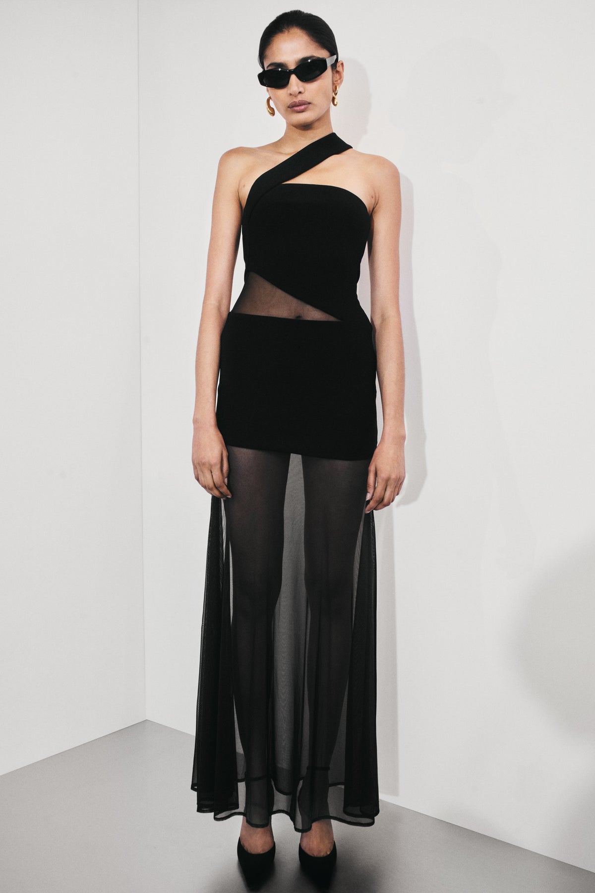 Vashti Cut Out Mesh Maxi Dress - Black #8