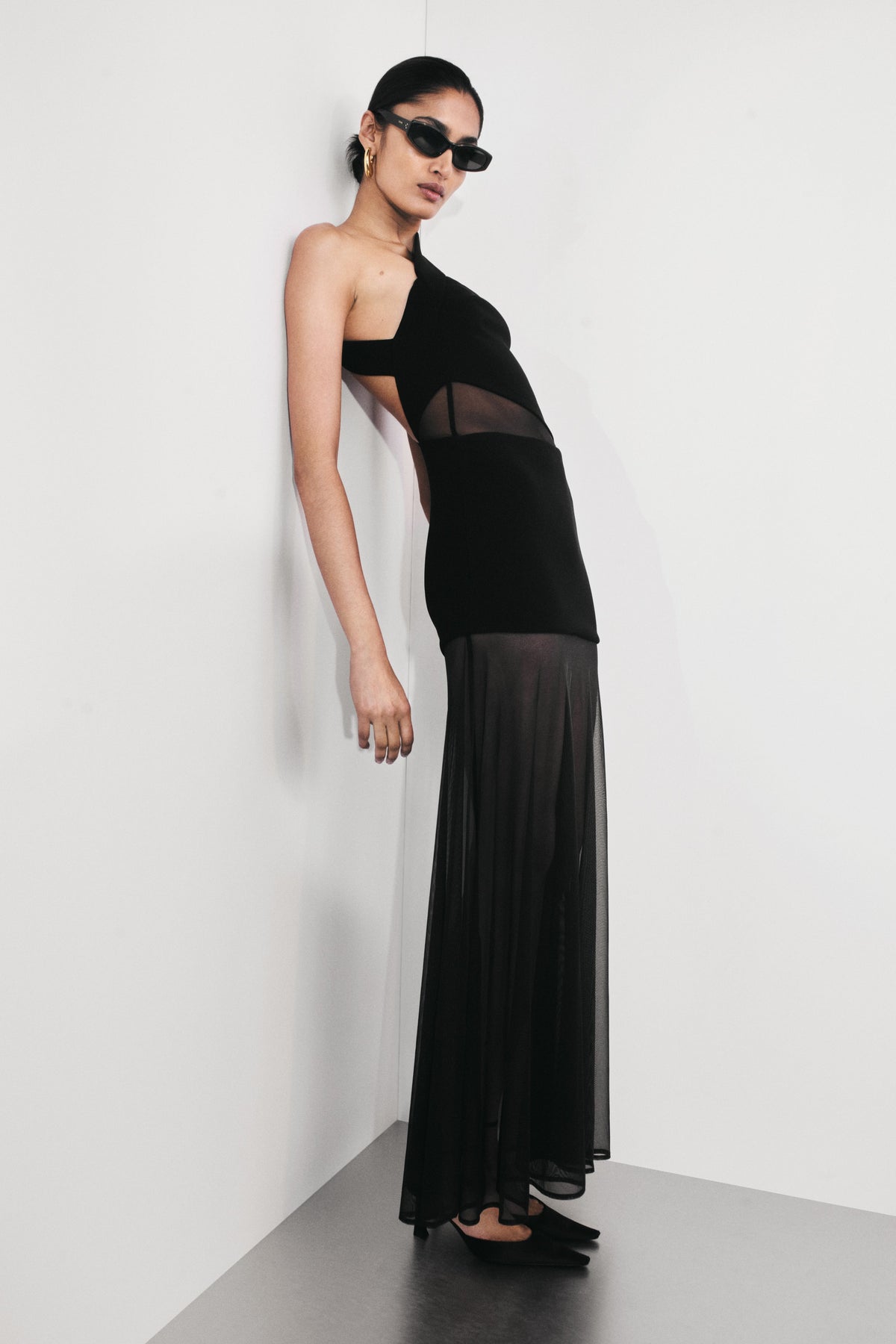 Vashti Cut Out Mesh Maxi Dress - Black #7