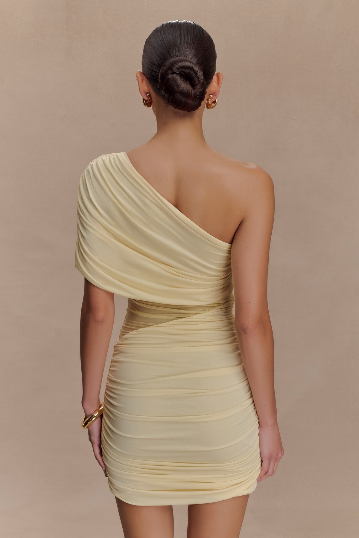 Dallas One Shoulder Mesh Mini Dress - Lemon #2