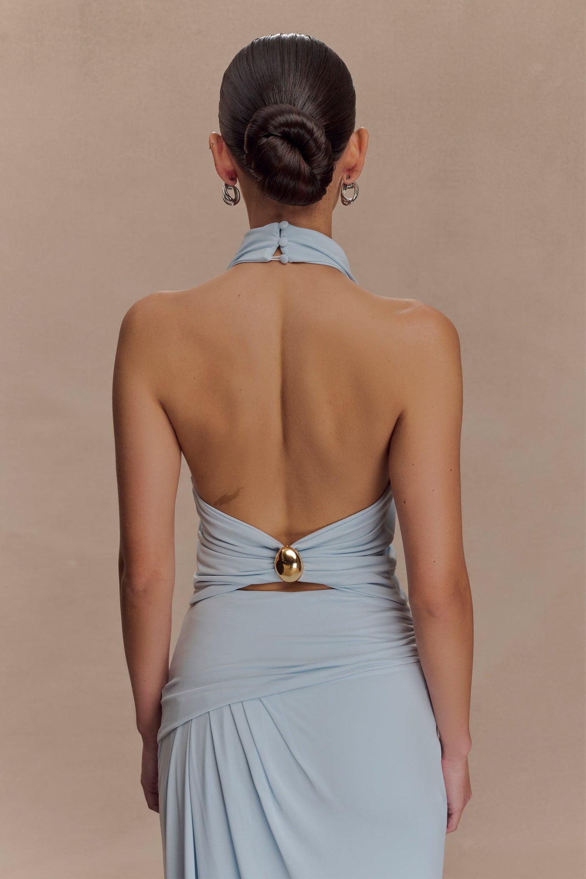 Calandra Slinky Halter Top With Hardware - Pale Blue #2