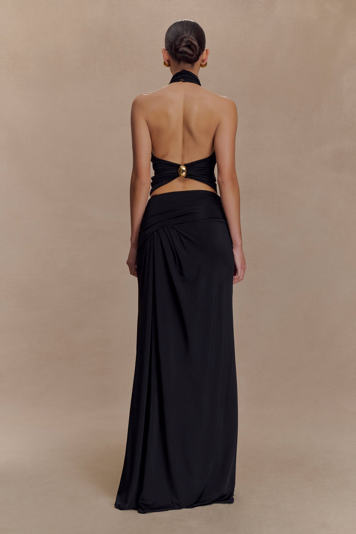 Calandra Slinky Halter Top With Hardware - Black #5