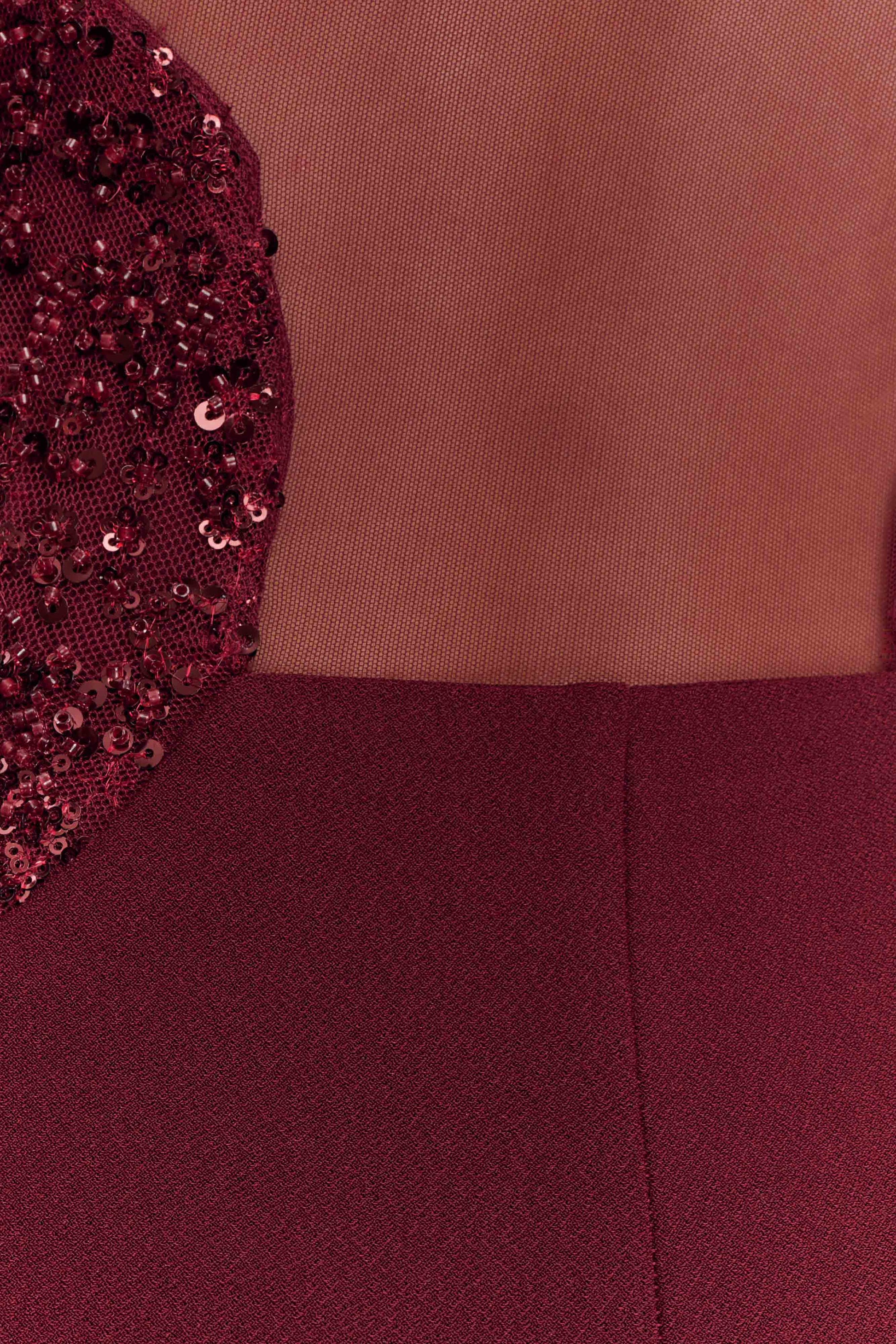 Angelique Beaded Crepe Maxi Dress - Wine #7