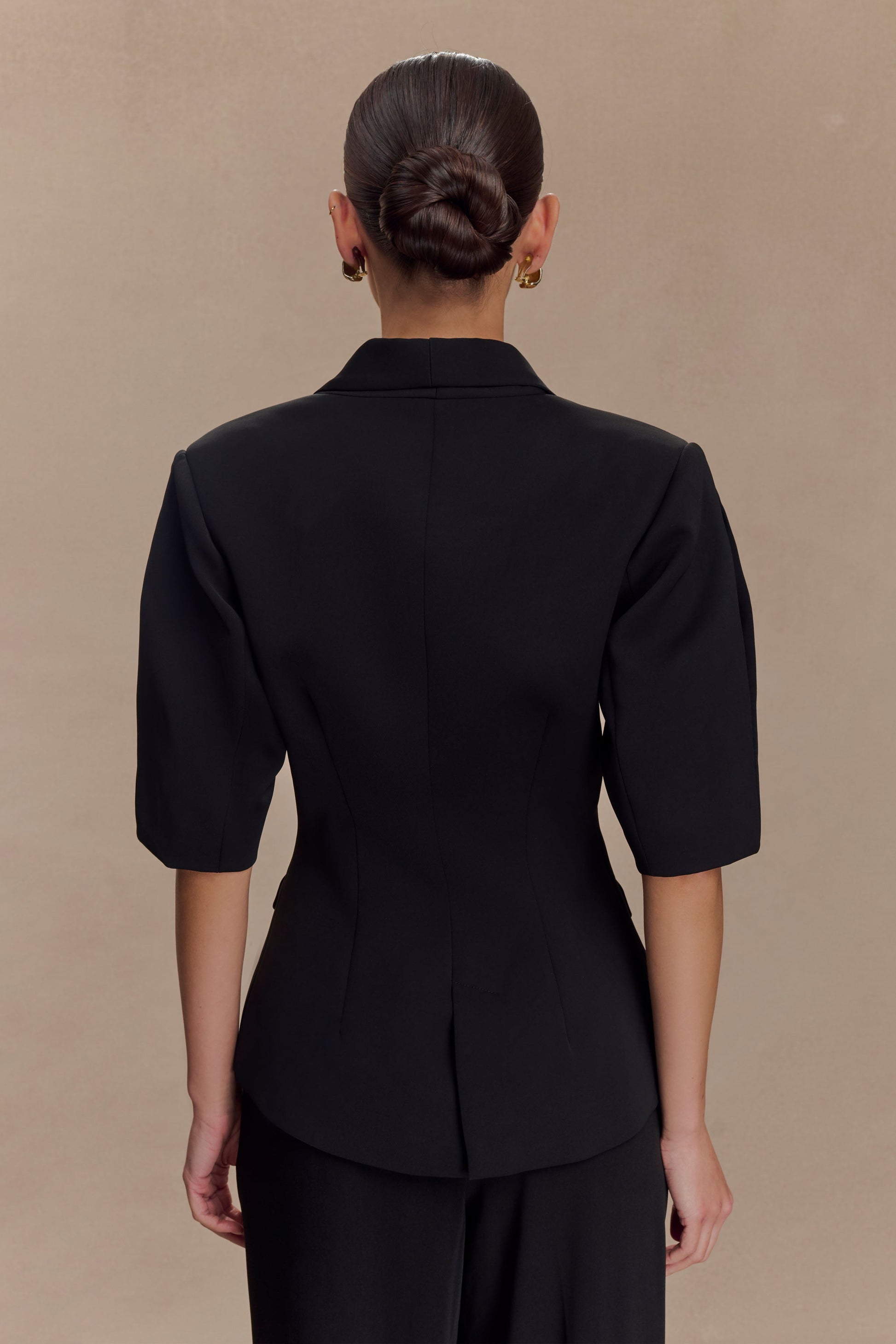 Opal Puff Sleeve Suiting Top - Black #3