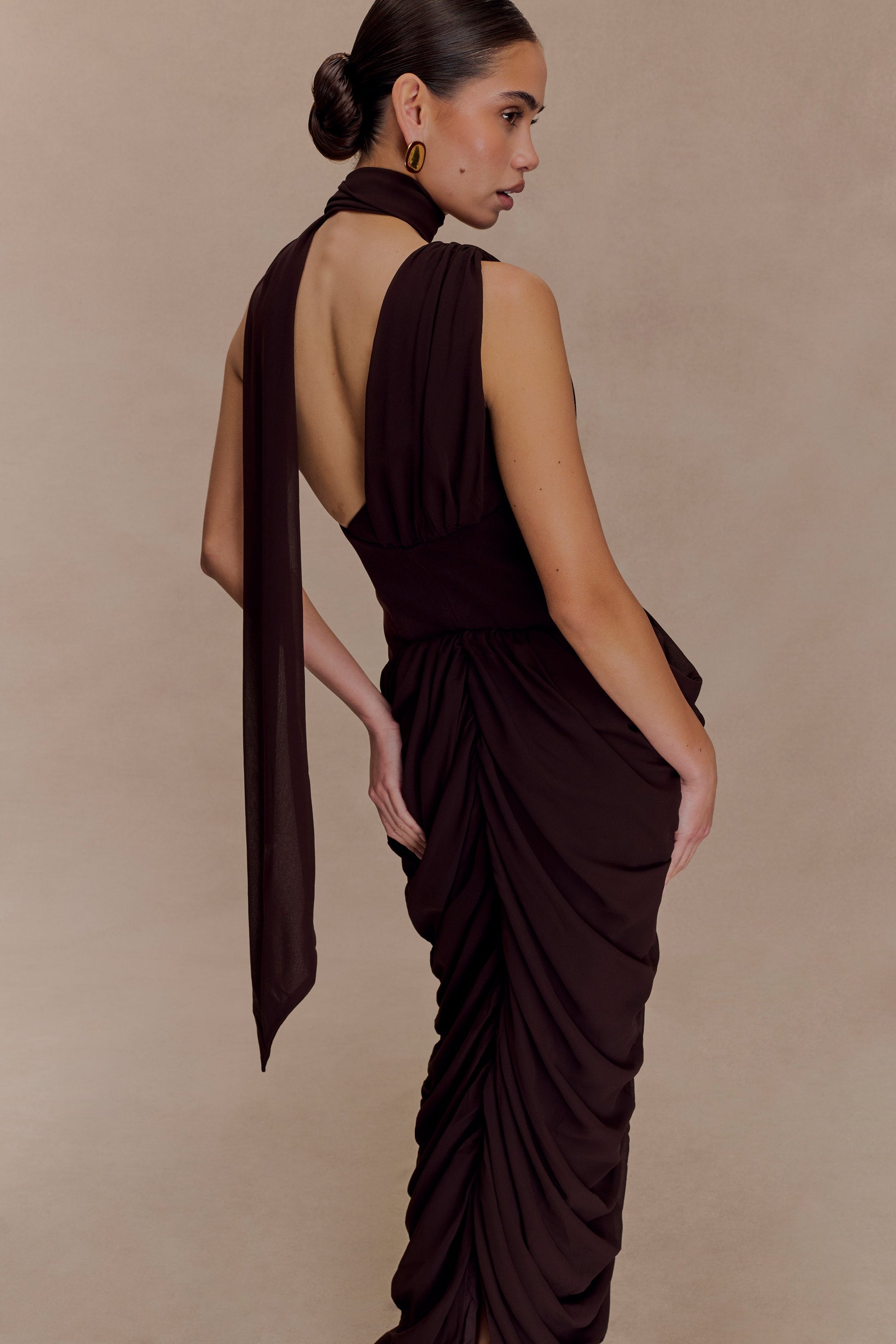 Alex Chiffon Maxi Dress - Cacao Brown #6