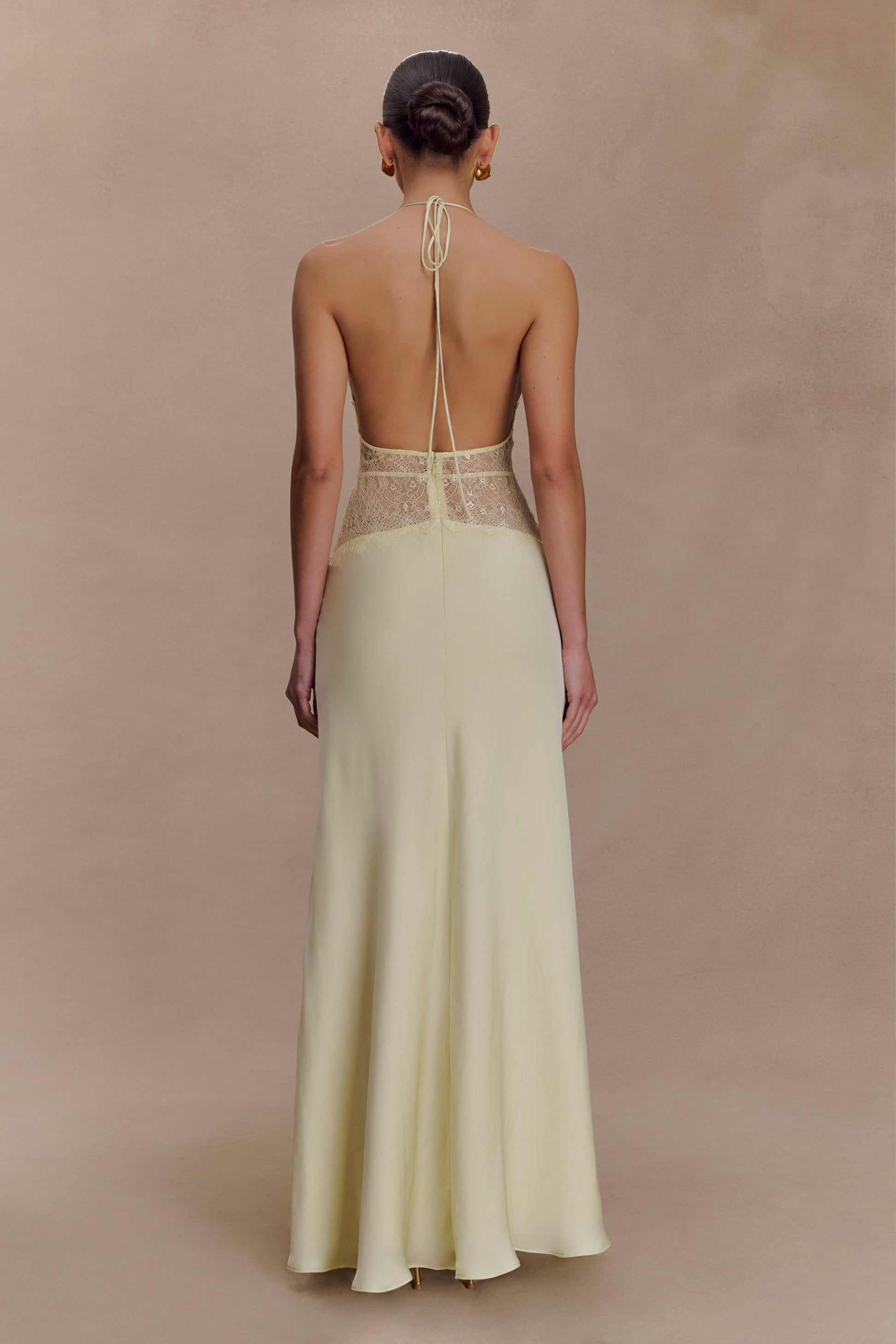 Dinah Lace And Satin Maxi Dress - Lemon #2