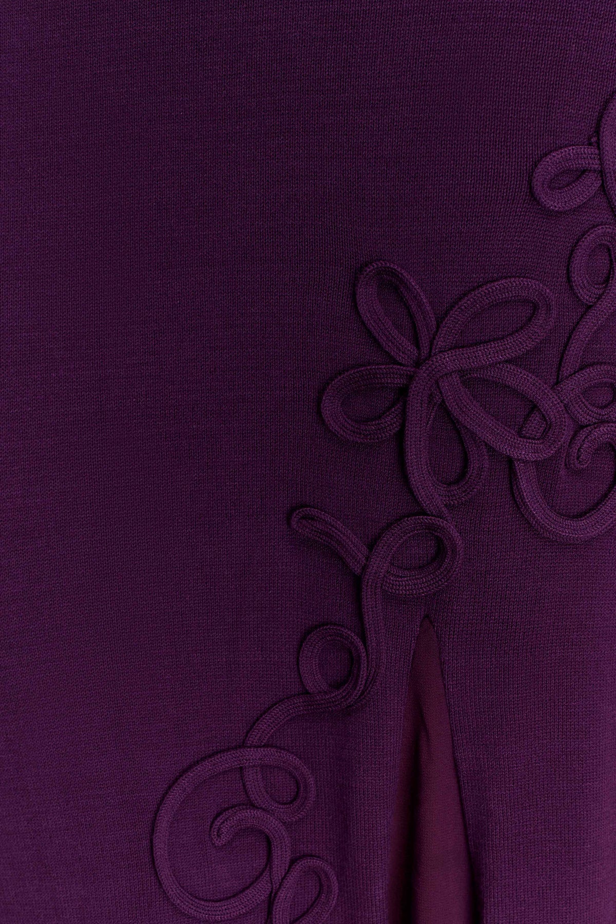 Nesta Embroidery Off Shoulder Knit Dress - Plum #4