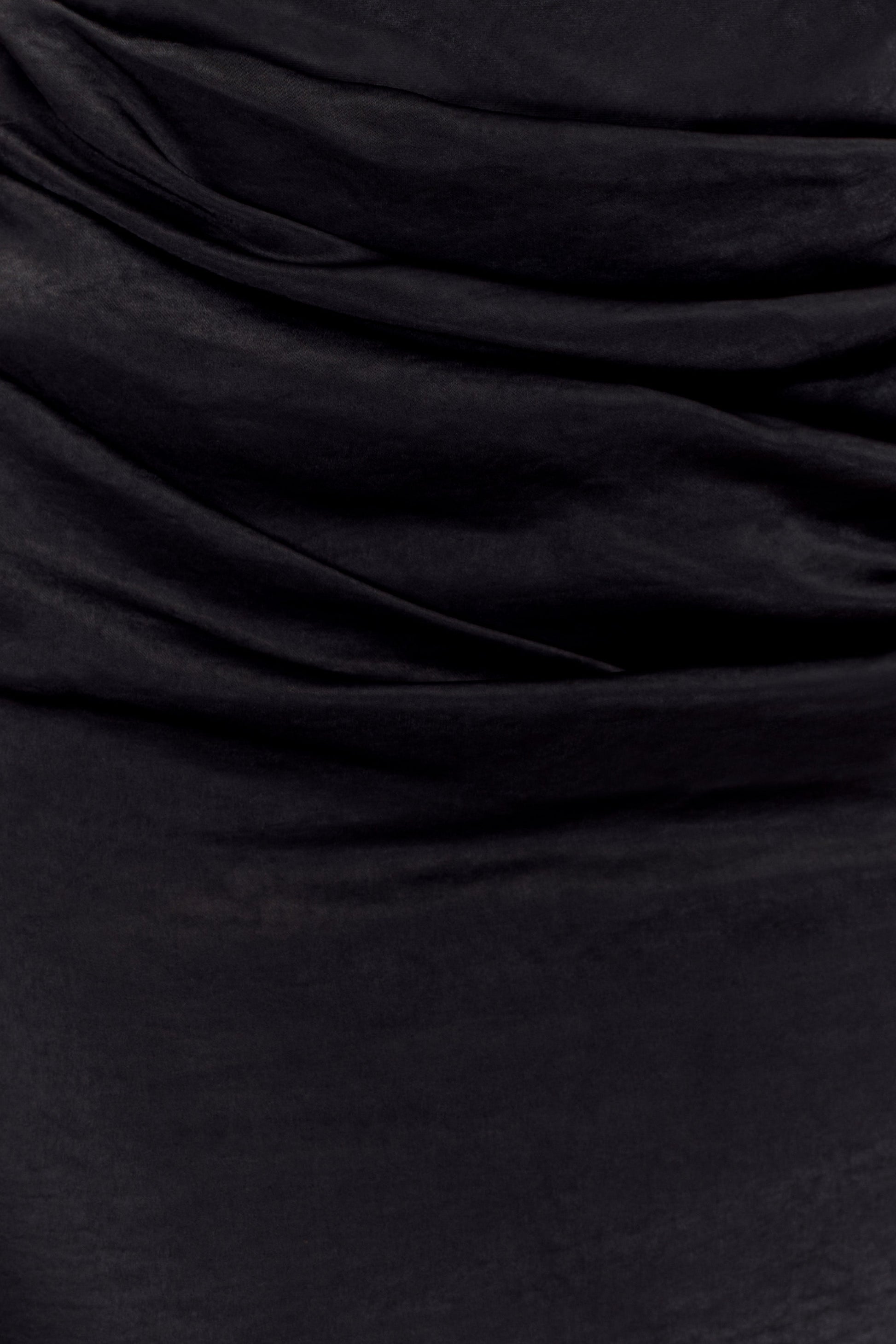 Dalia Off Shoulder Satin Maxi Dress - Black #4