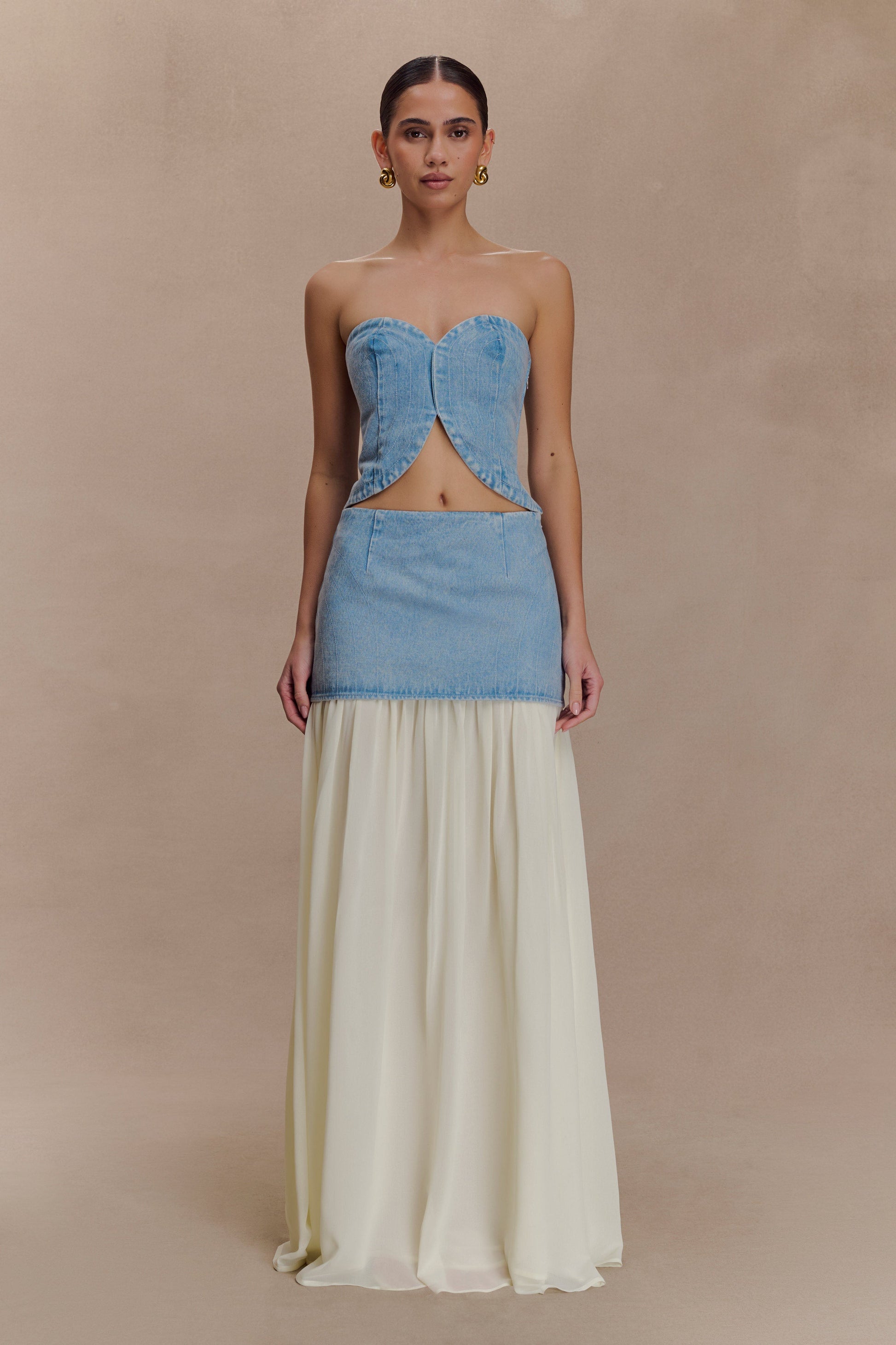 Tully Strapless Topstitch Denim Top - 80'S Blue #3