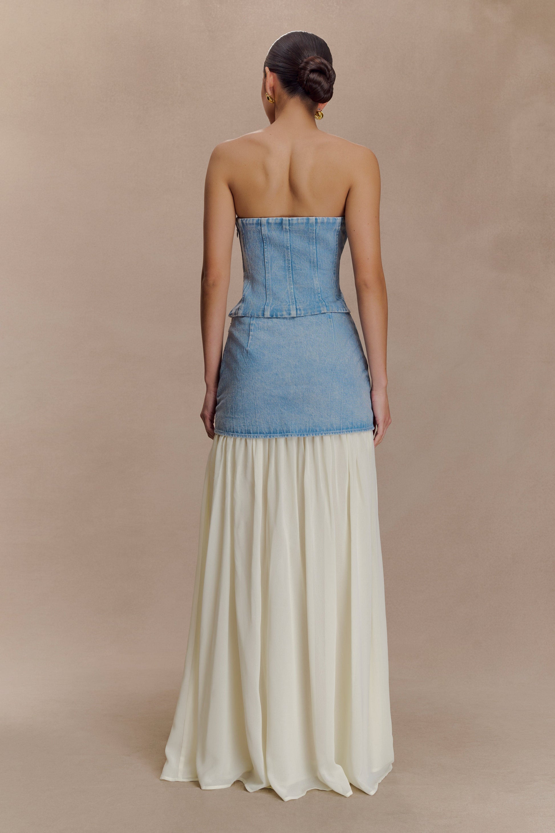 Tully Strapless Topstitch Denim Top - 80'S Blue #2