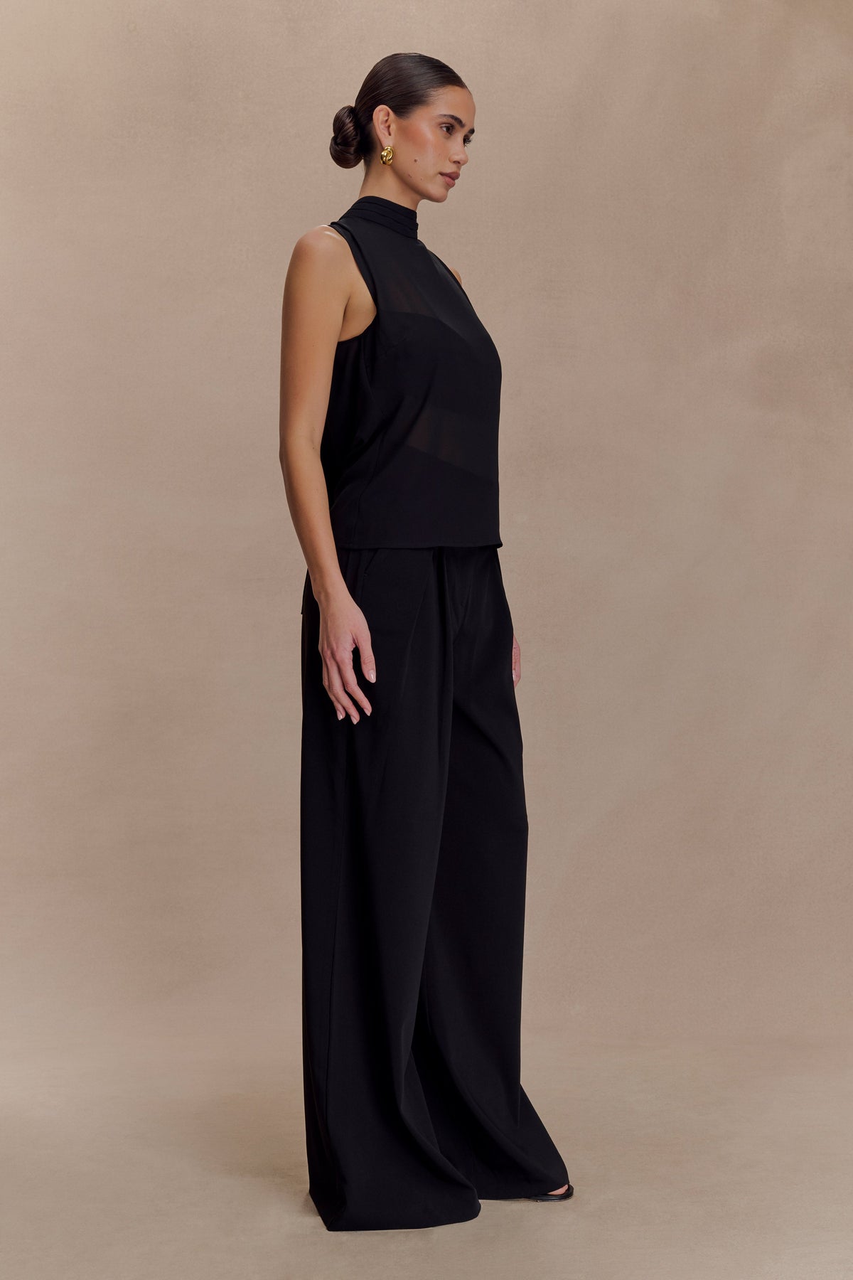 Saria Chiffon Low Back Top - Black #4