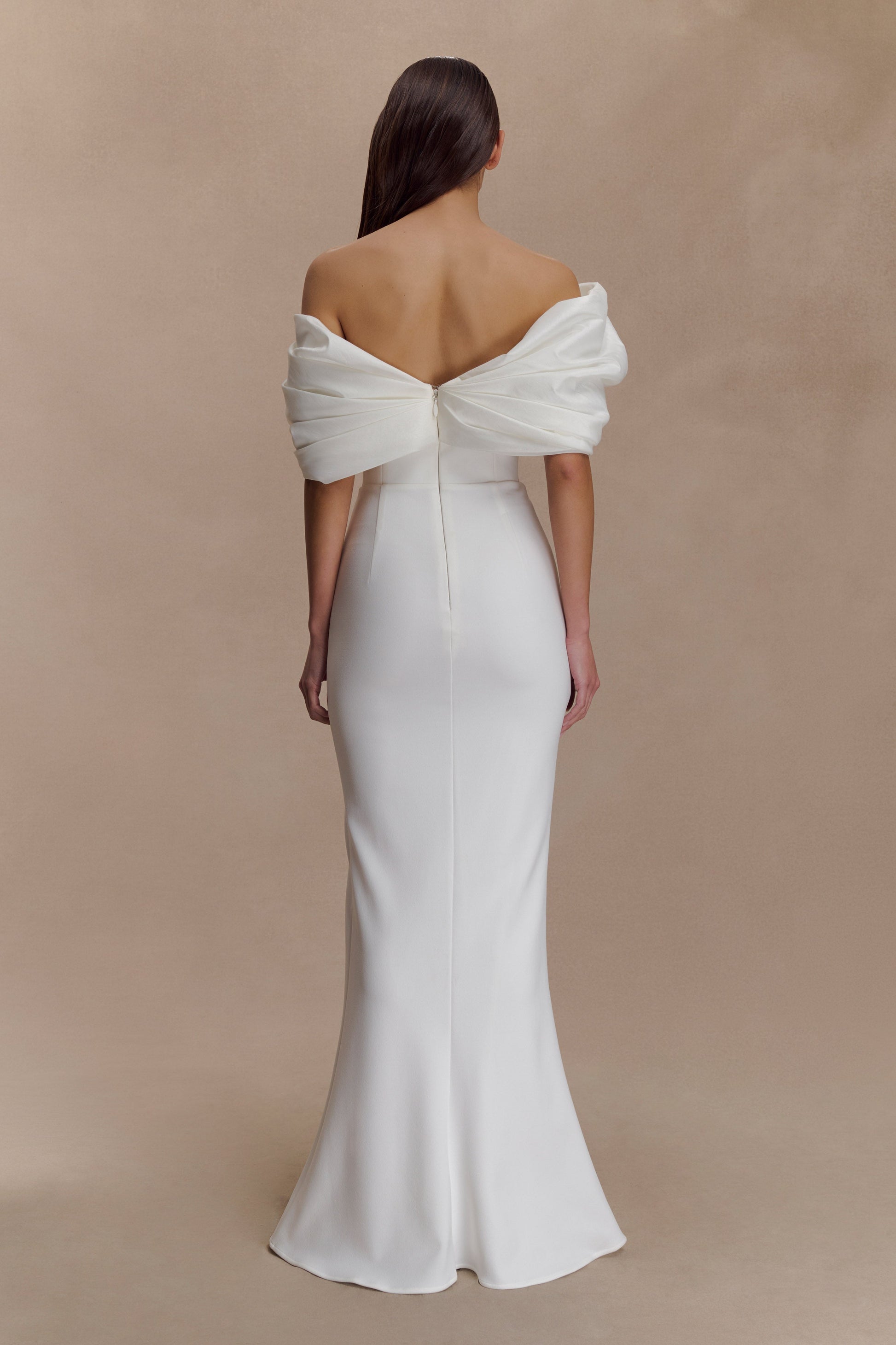 Aphrodite Off Shoulder Crepe Gown - Ivory #4