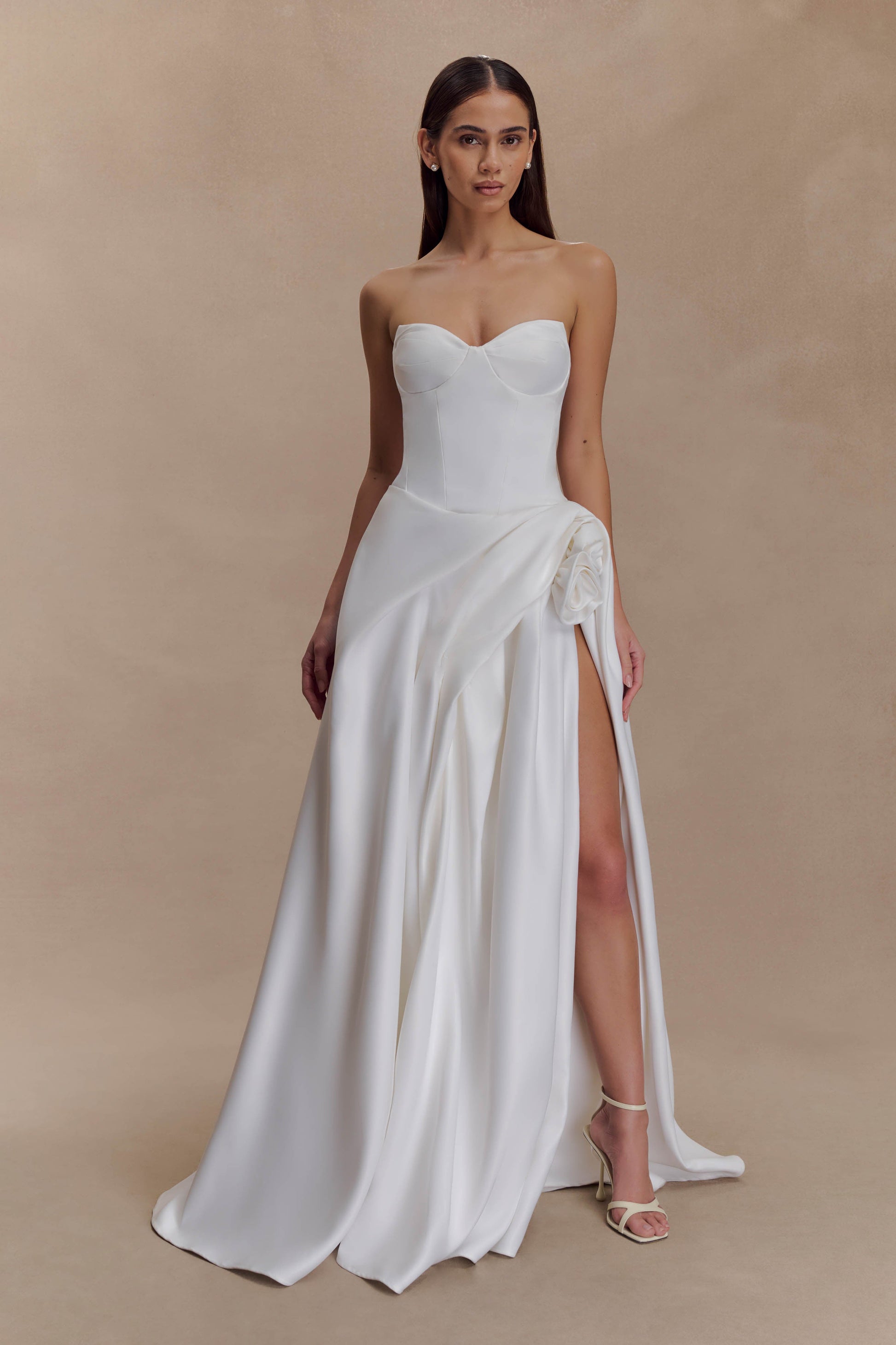 Elizabeth Strapless Corset Maxi Dress - White #3