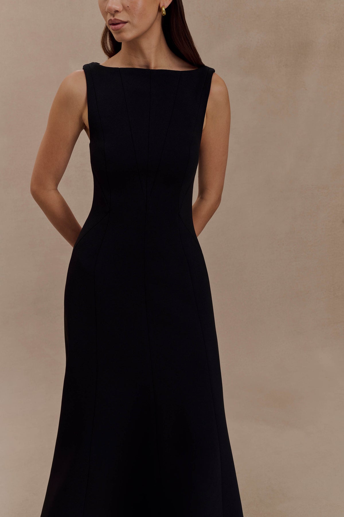 Callista Crepe A-Line Midi Dress - Black #7