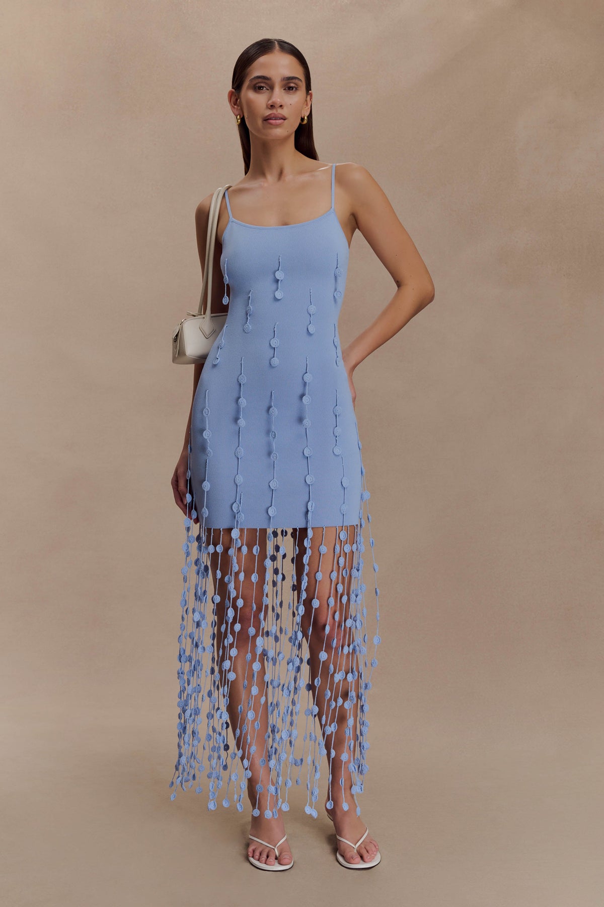 Tove Hand Knit Flower Mini Dress - Blue #5
