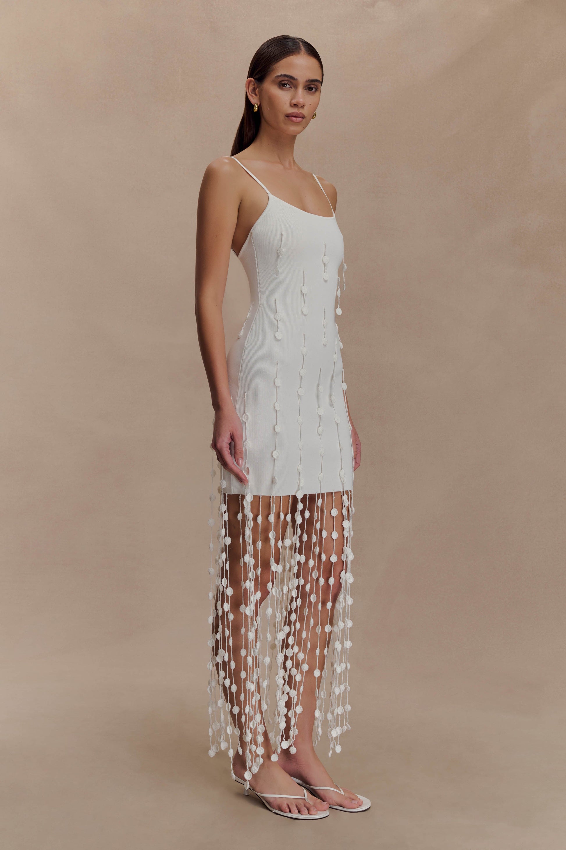 Tove Hand Knit Flower Mini Dress - White #4