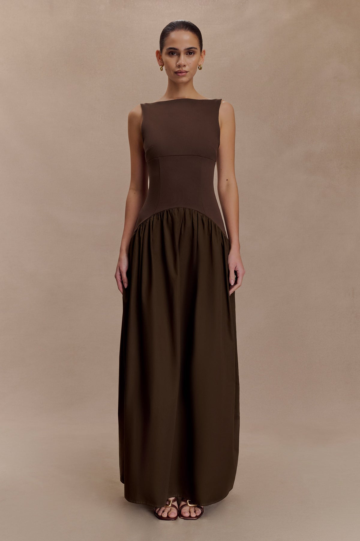 Acacia Contrast Sleeveless Maxi Dress - Chocolate #2