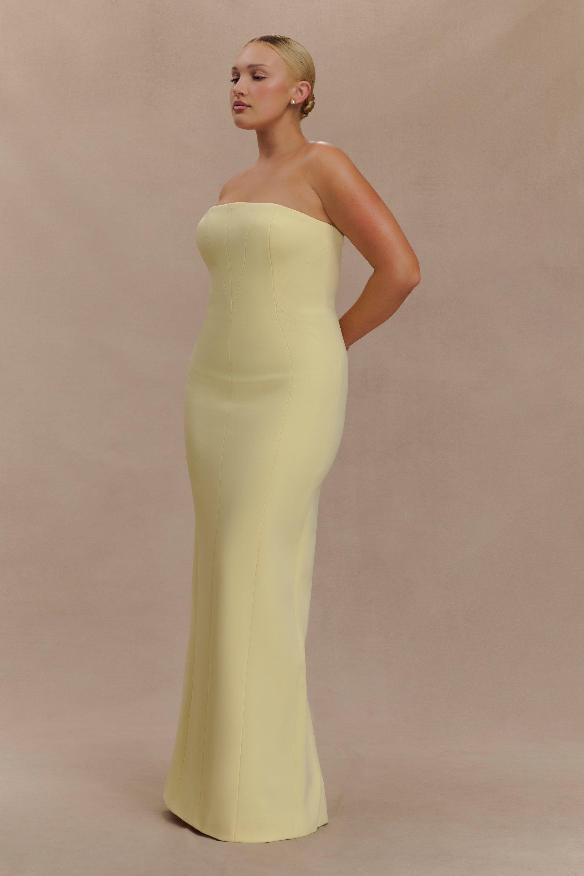 Kalila Strapless Crepe Maxi Dress - Lemon #8