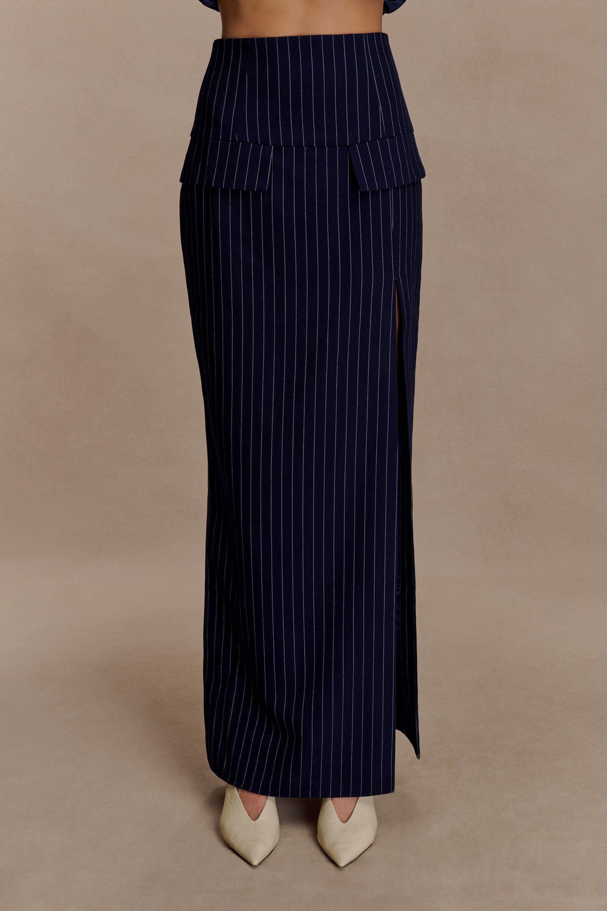 Cassie Column Maxi Skirt - Navy Pinstripe #6