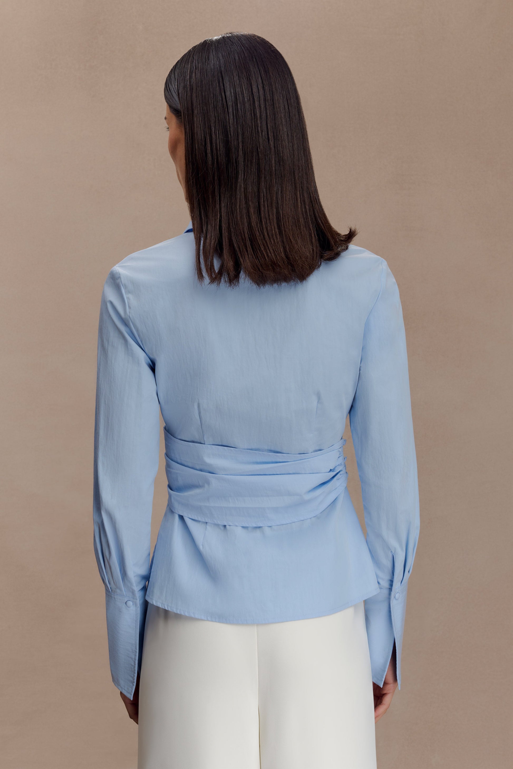 Eugenia Wrap Cotton Shirt - Blue #2