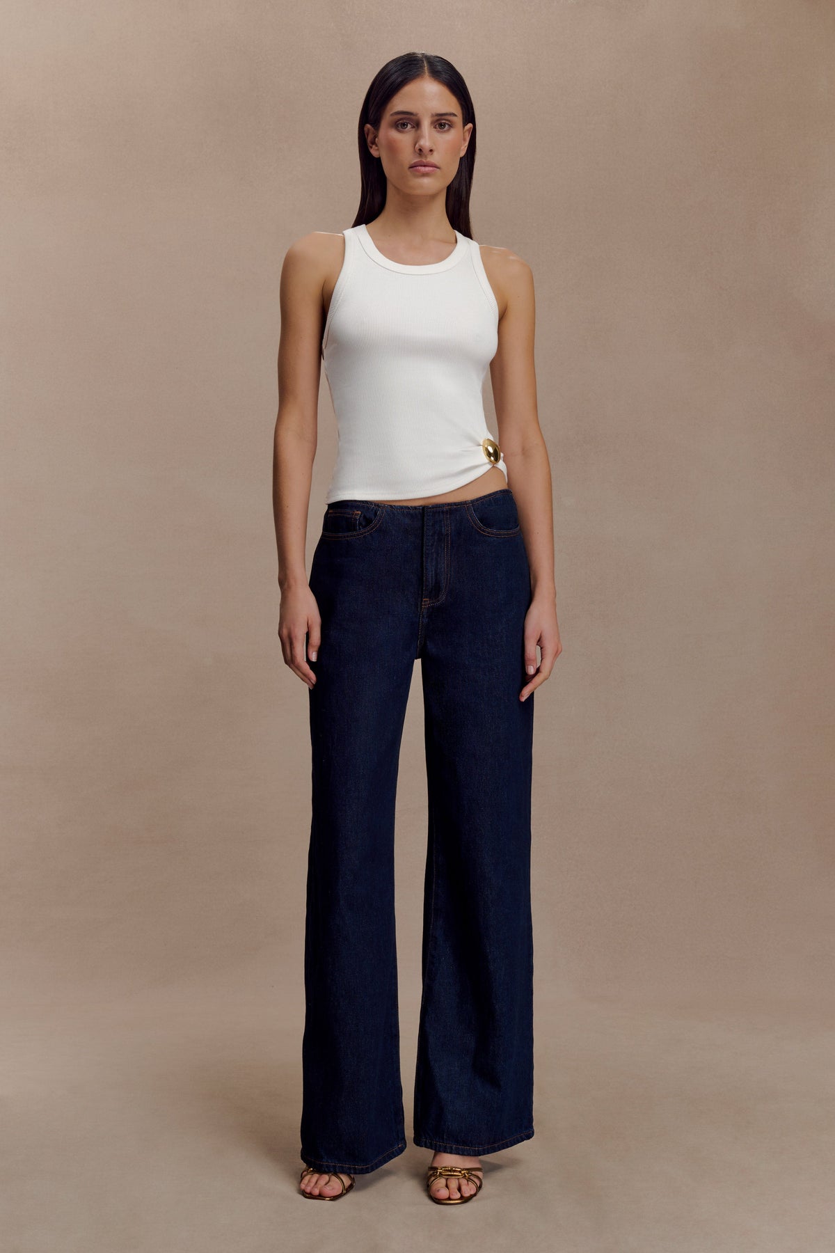 Lola Ribbed Sleeveless Top With Hardware - White #5